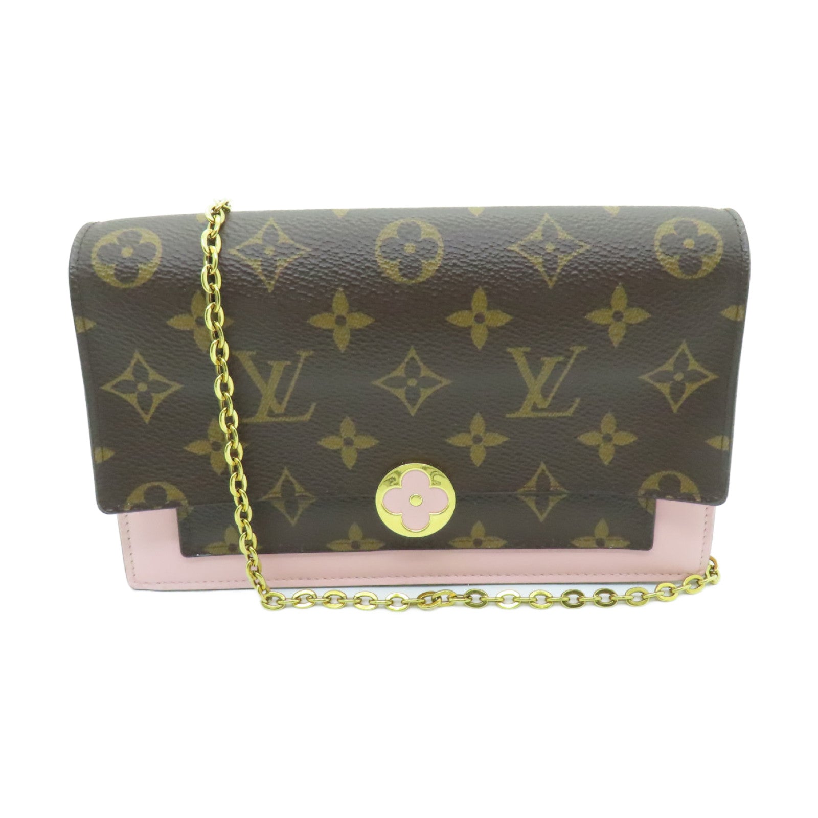 LOUIS VUITTON Monogram Flore Chain Wallet