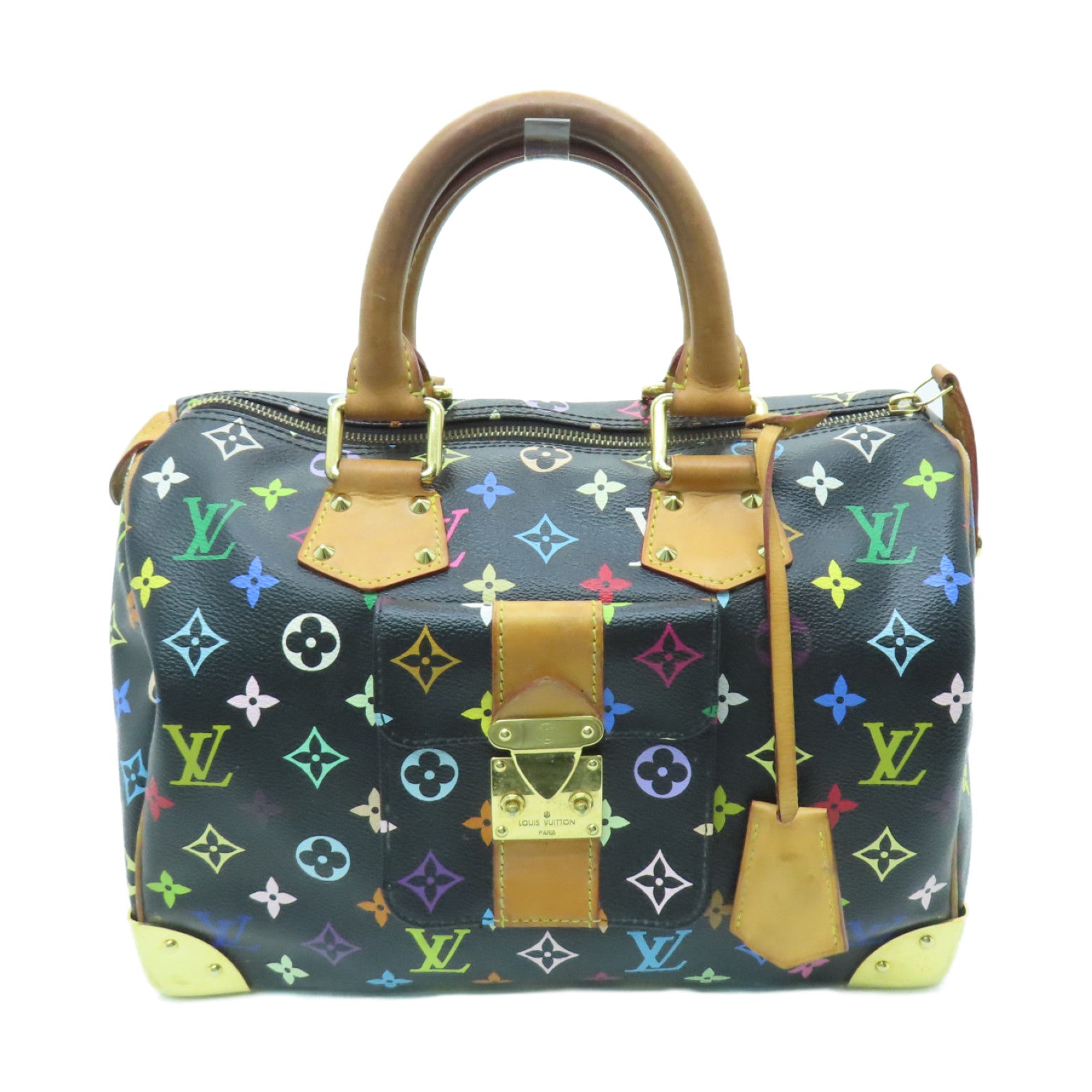 LOUIS VUITTON Monogram Multicolore Speedy 30 Gold Buckle Handle Bag  Black/Color