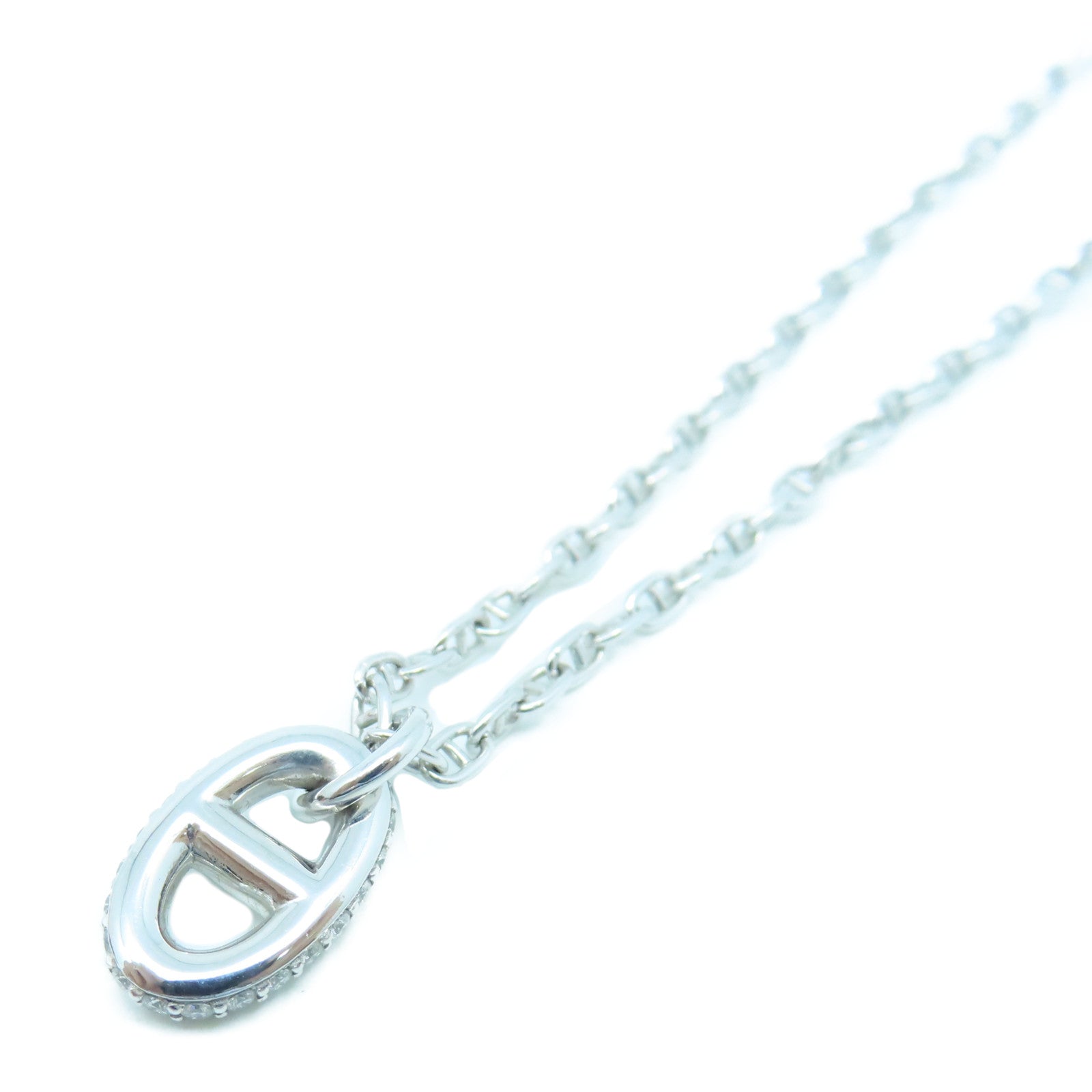 HERMES 18K White Gold Farandole Small Pendant Diamond Necklace