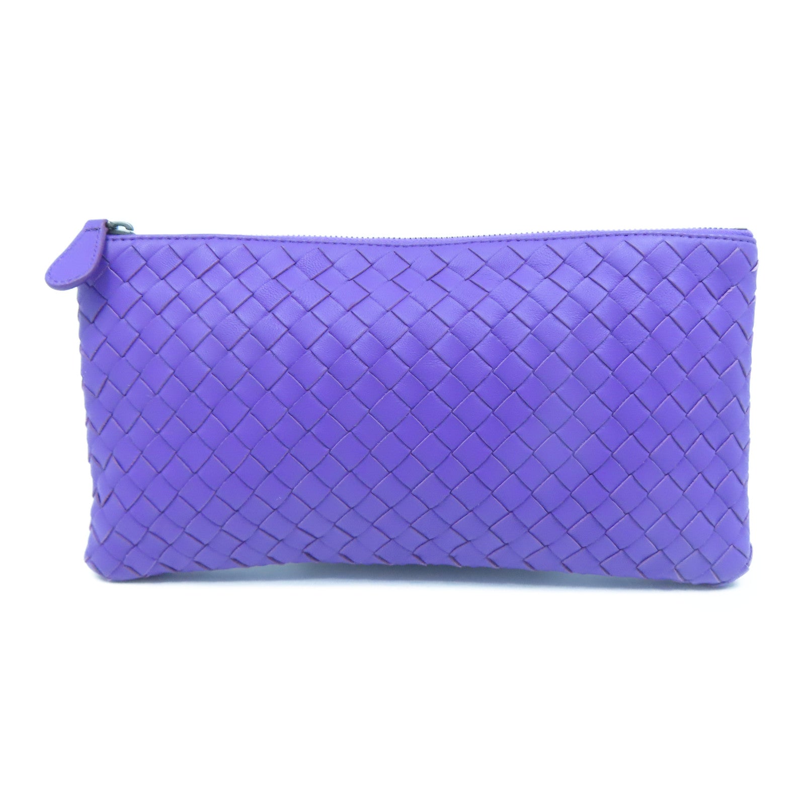 BOTTEGA VENETA Textured Leather Pouch Clutch Purple – Brand