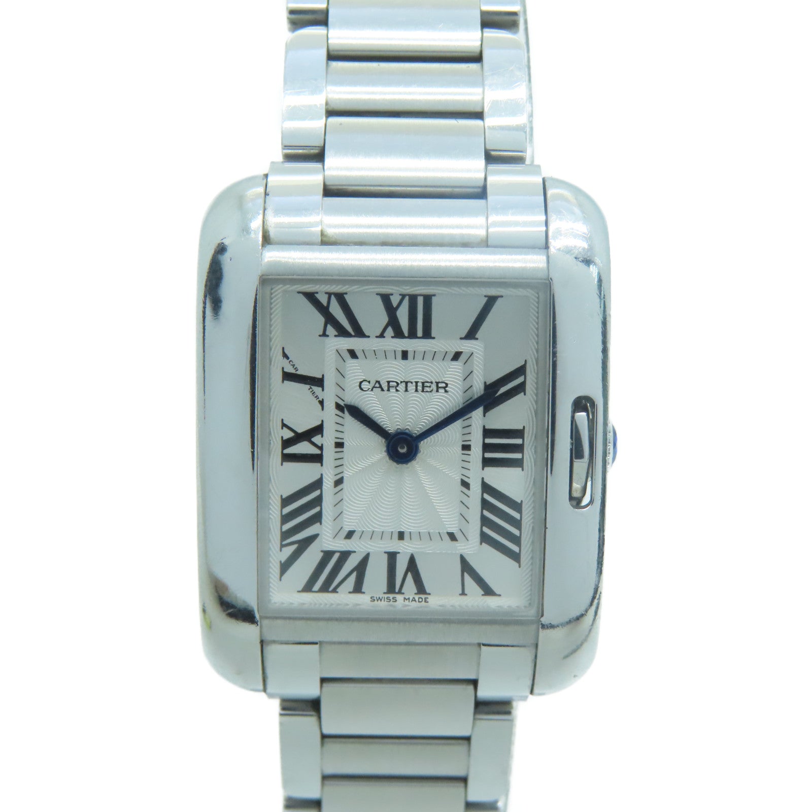 CARTIER Tank Anglaise Stainless Steel Quartz Watch Silver