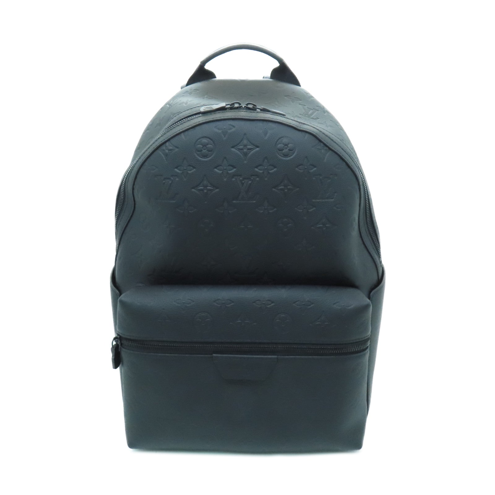 LOUIS VUITTON Monogram Embossed Discovery Backpack silver buckle backpack black