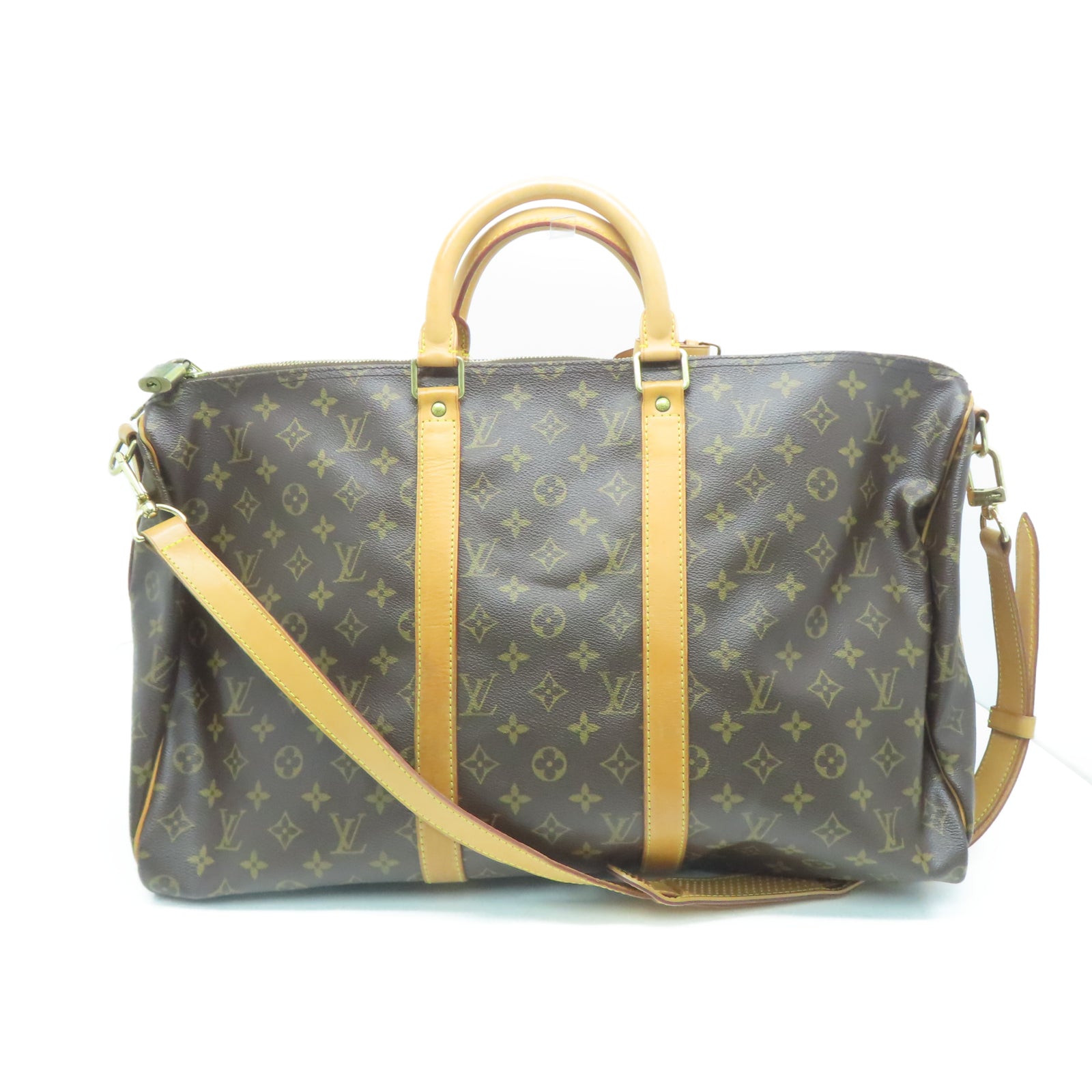 LOUIS VUITTON Monogram Keepall 50金扣波士頓包棕色