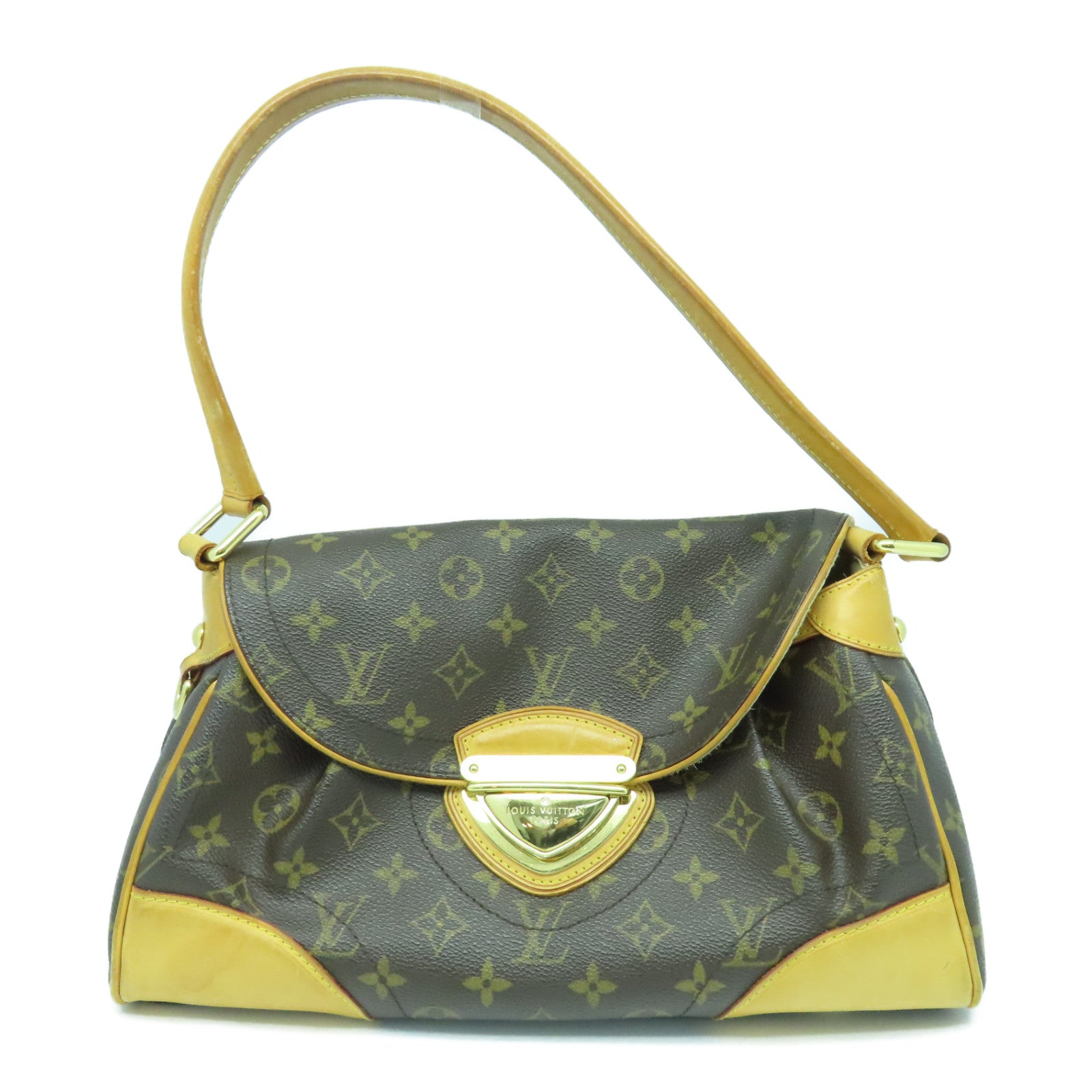 LOUIS VUITTON Monogarm Beverly MM Gold Buckle Shoulder Bag Brown