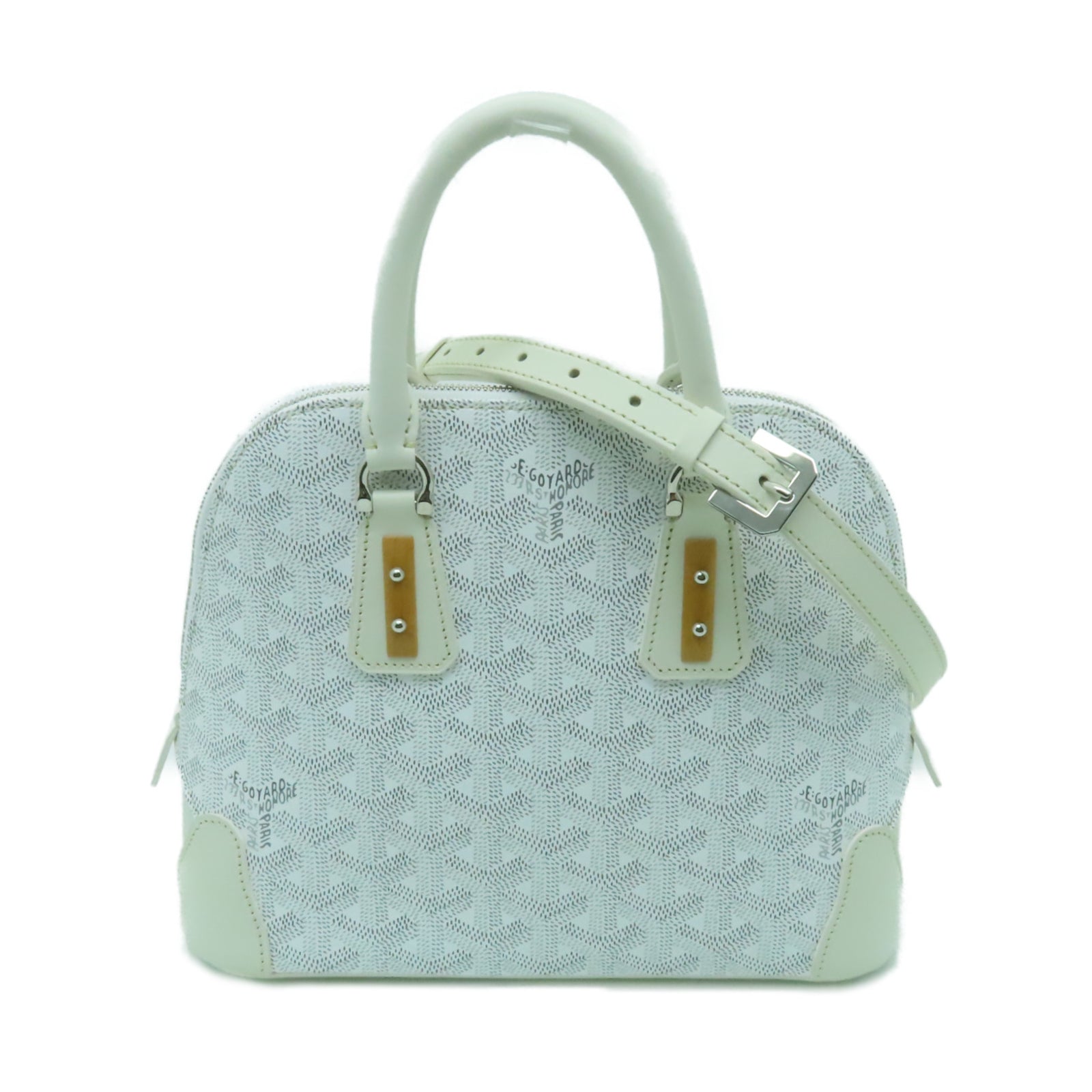 GOYARD 塗層帆布/皮革Vendome Mini銀扣手挽肩背兩用袋白色