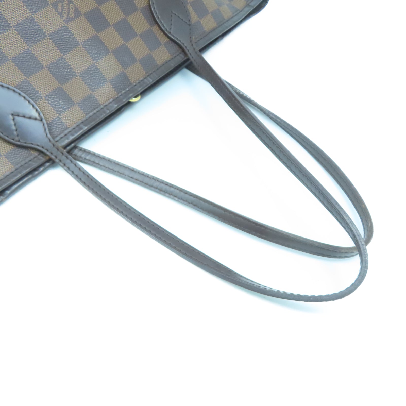 LOUIS VUITTON Damier Neverfull MM Gold Buckle Shoulder Bag Brown