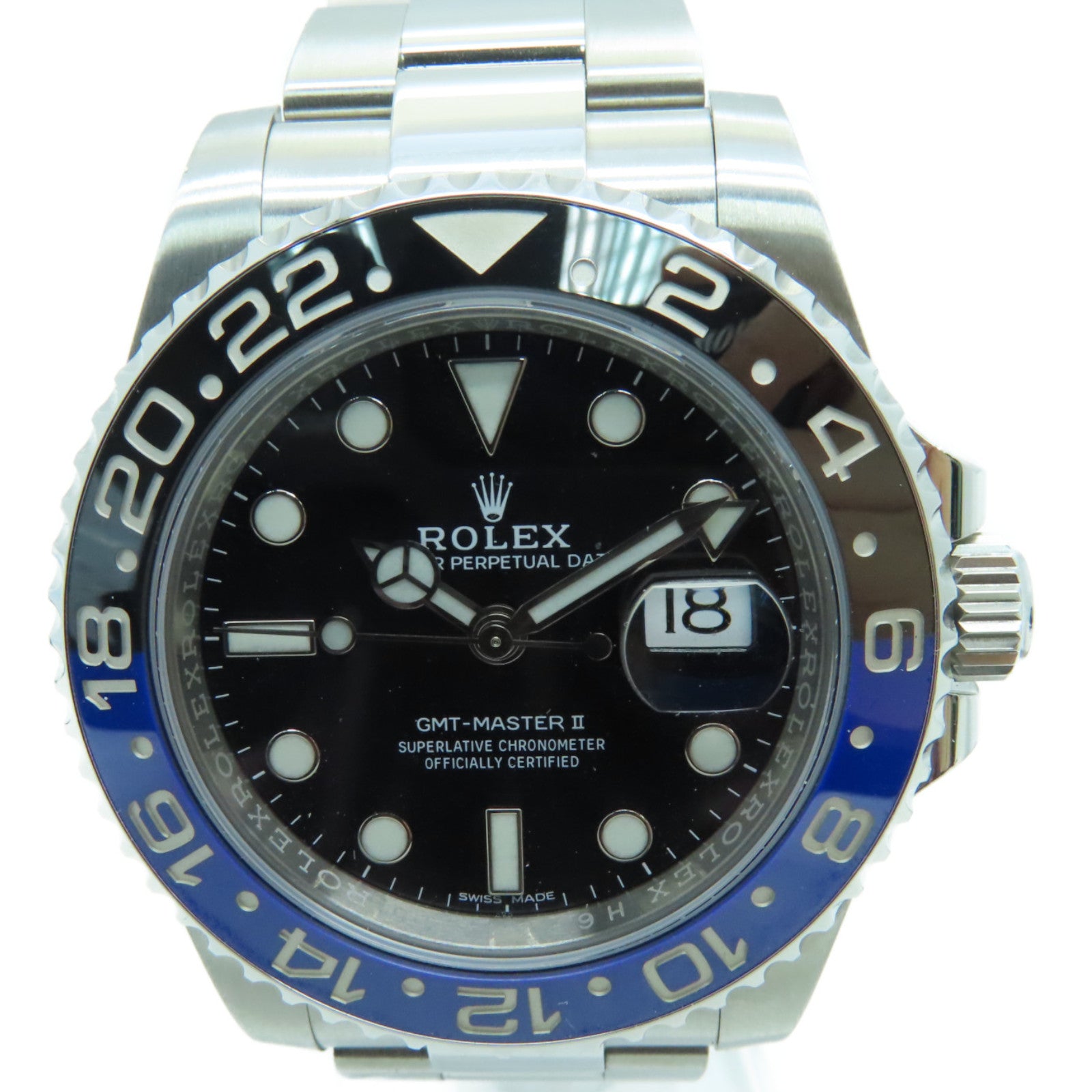 ROLEX GMT Master Ⅱ stainless steel 18K white gold watch automatic  movement black