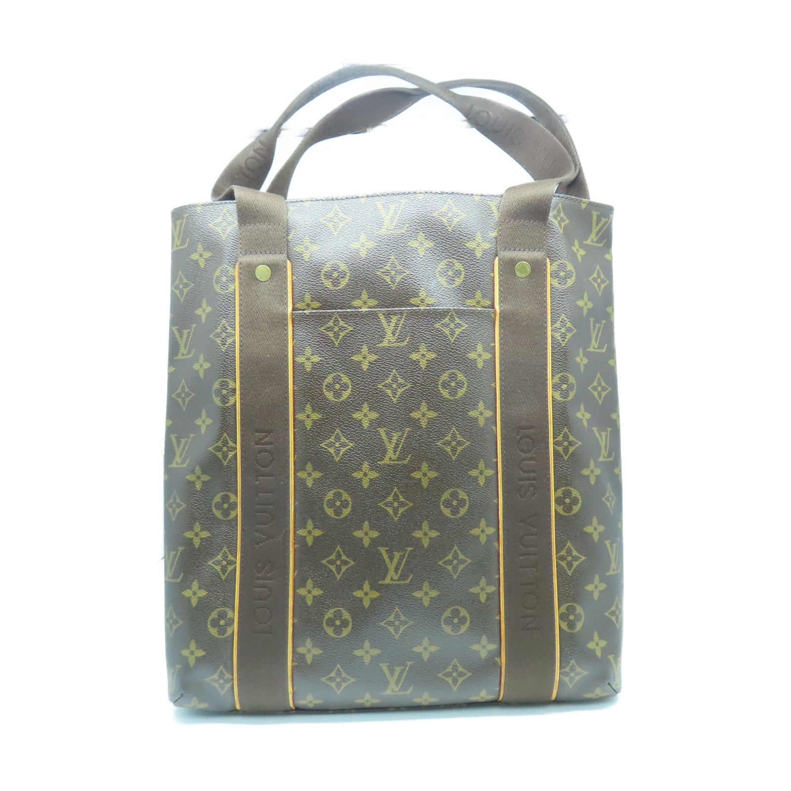 LOUIS VUITTON Monogram Beaubourg gold buckle handle bag brown