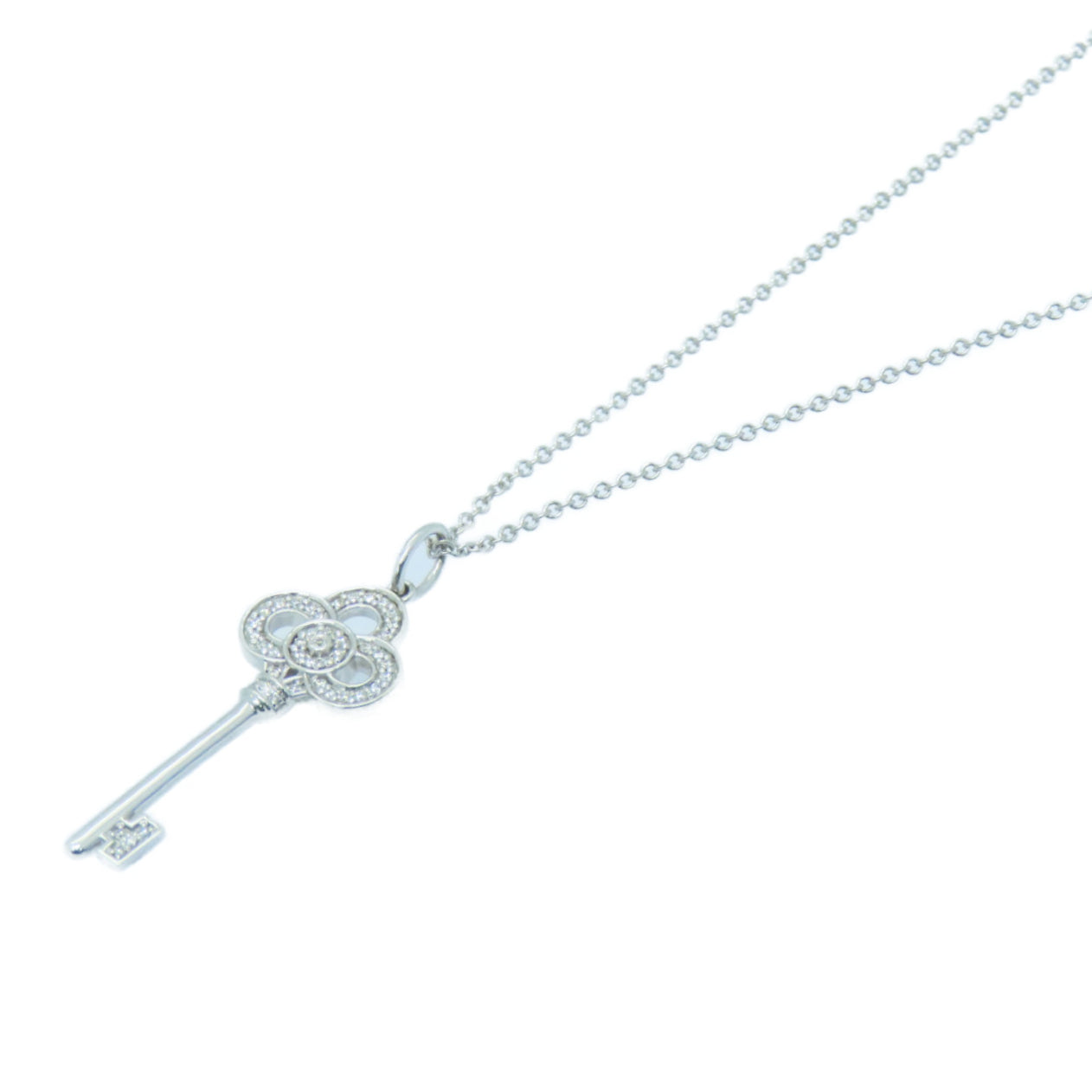 TIFFANY&CO 18K White Gold Crown Key Necklace Necklace