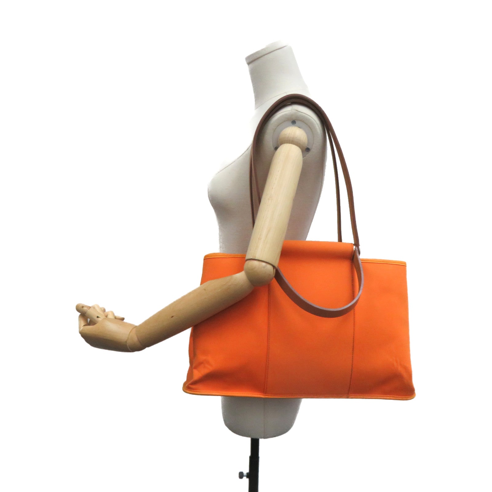 HERMES 【激減優惠】帆布Cabag 2Way Tote Bag手挽肩背兩用袋橙色