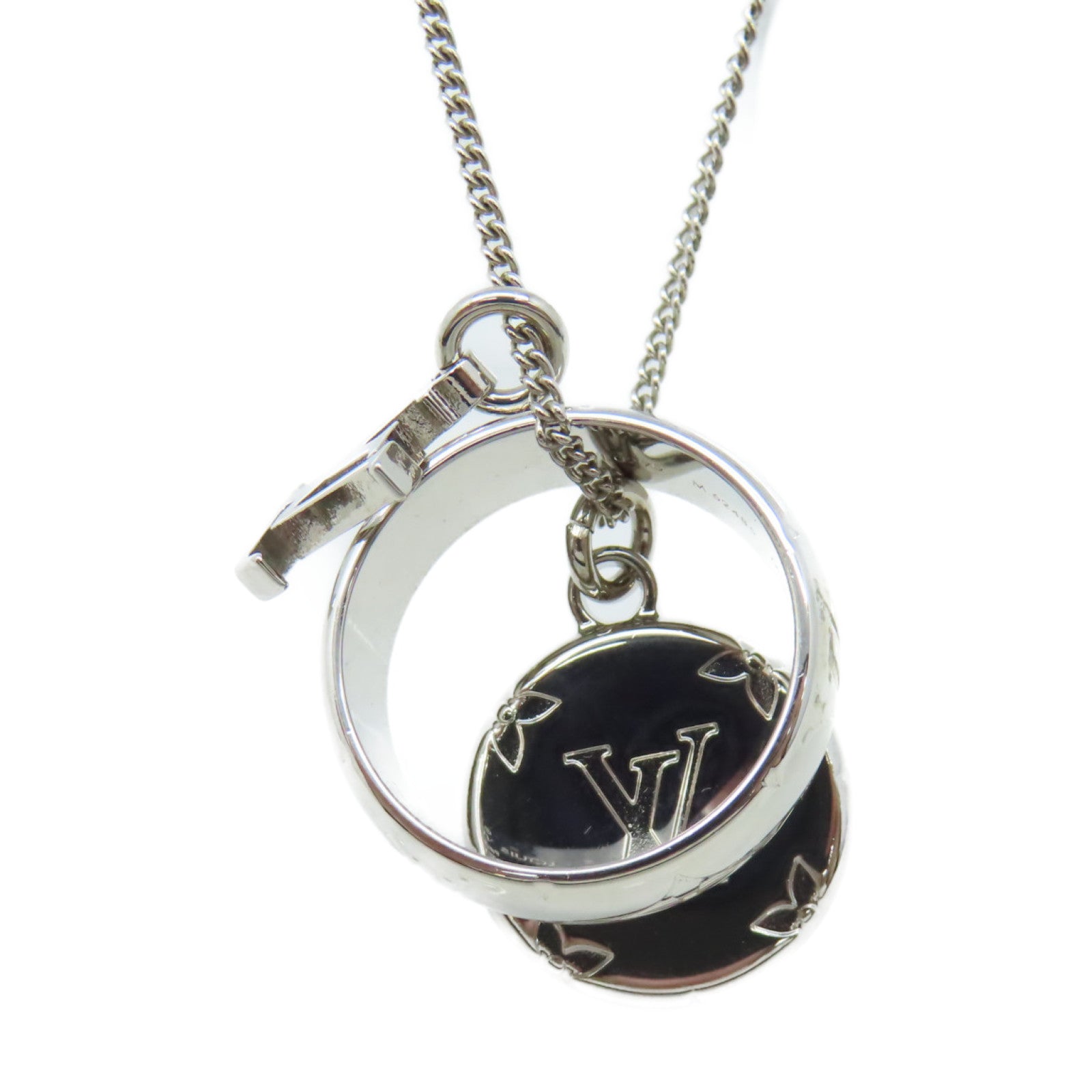 LOUIS VUITTON 金屬Monogram Charms Necklace項鏈銀色