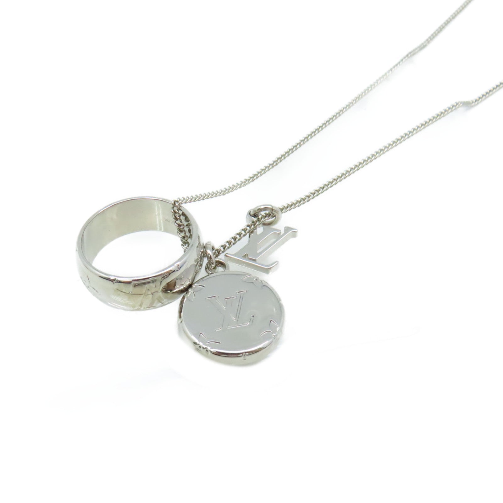 LOUIS VUITTON 金屬Monogram Charms Necklace項鏈銀色