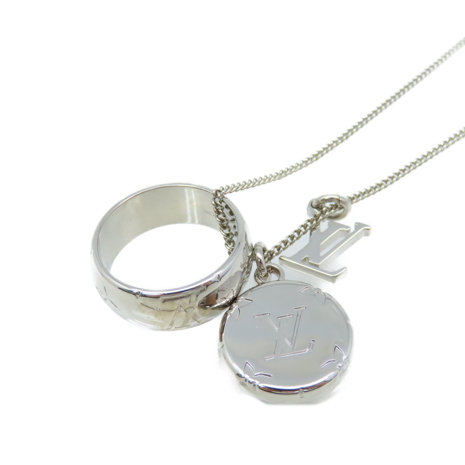 LOUIS VUITTON 金屬Monogram Charms Necklace項鏈銀色