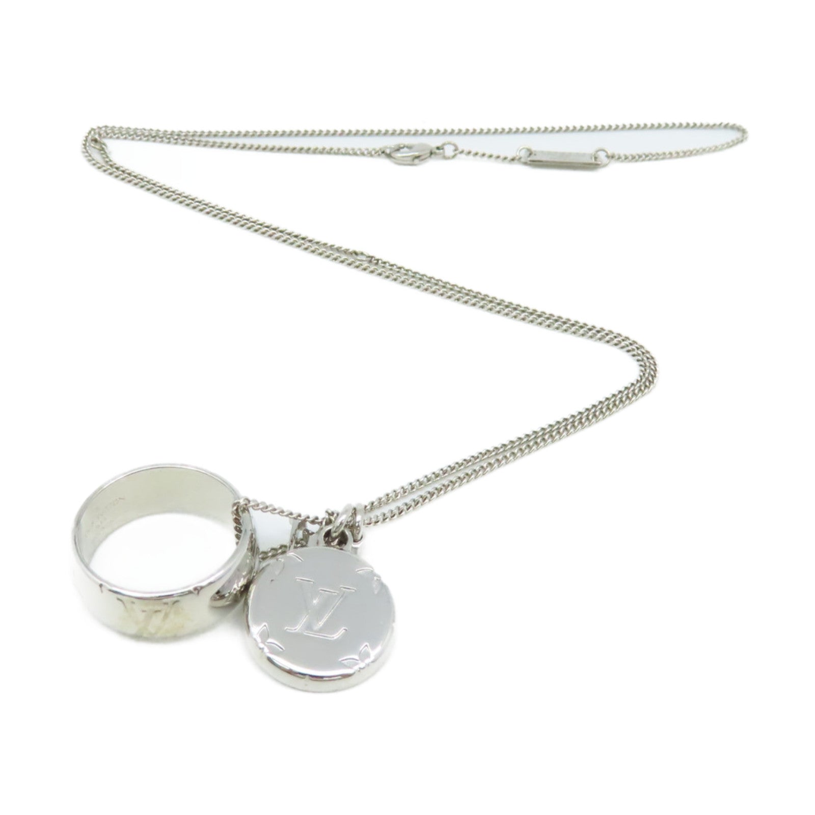 LOUIS VUITTON 金屬Monogram Charms Necklace項鏈銀色