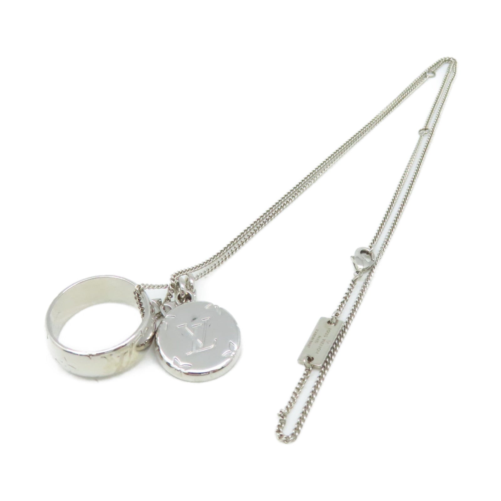 LOUIS VUITTON 金屬Monogram Charms Necklace項鏈銀色