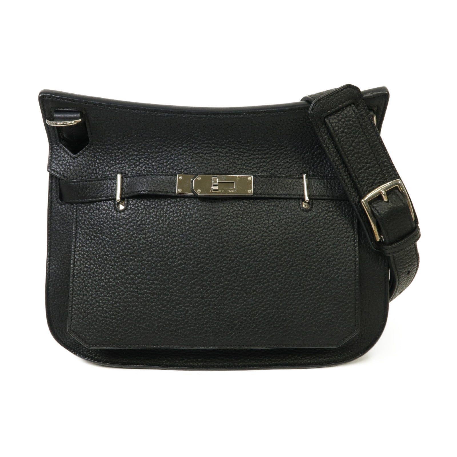 HERMES Clemence皮革Jypsiere 28銀扣肩背袋黑色– Brand Off Hong