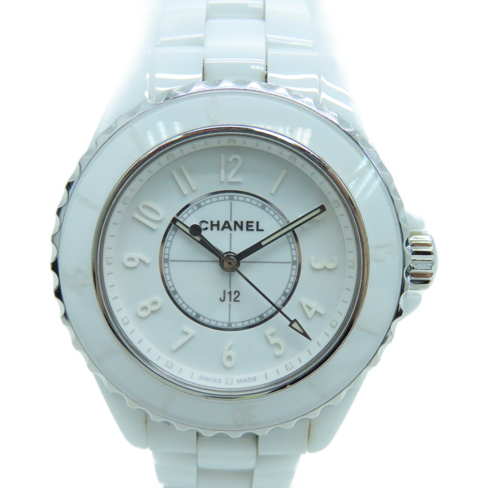CHANEL J12 Ceramic Watch Quartz Movement White