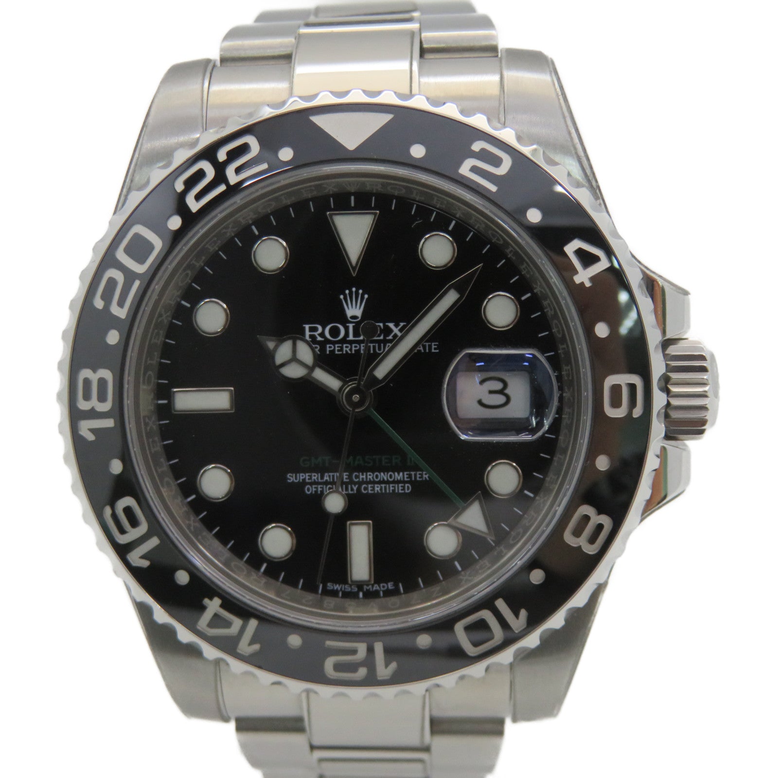 ROLEX GMT Master II Stainless Steel Watch Automatic Movement Black