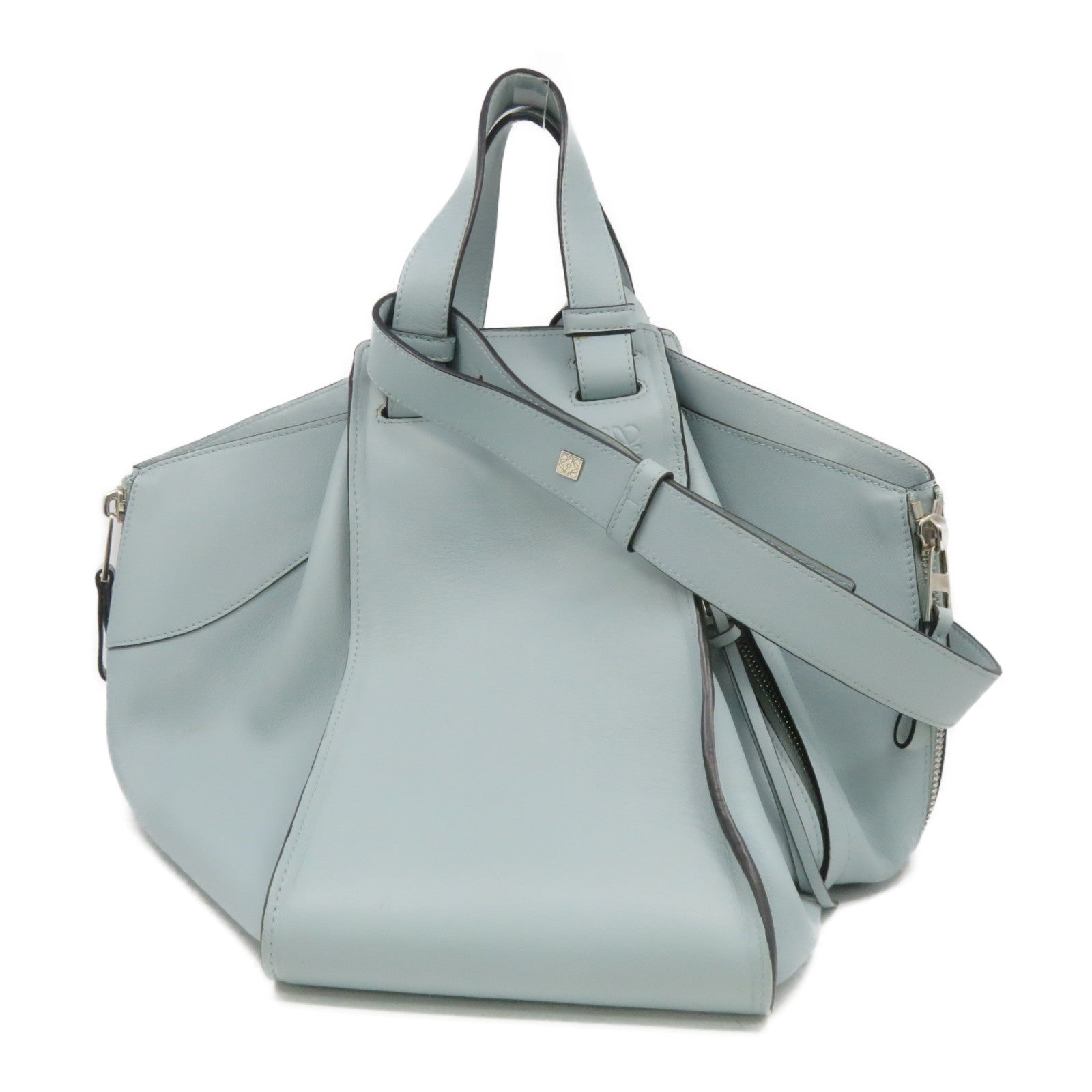LOEWE Leather Hammock Silver Buckle Shoulder Bag Light Blue