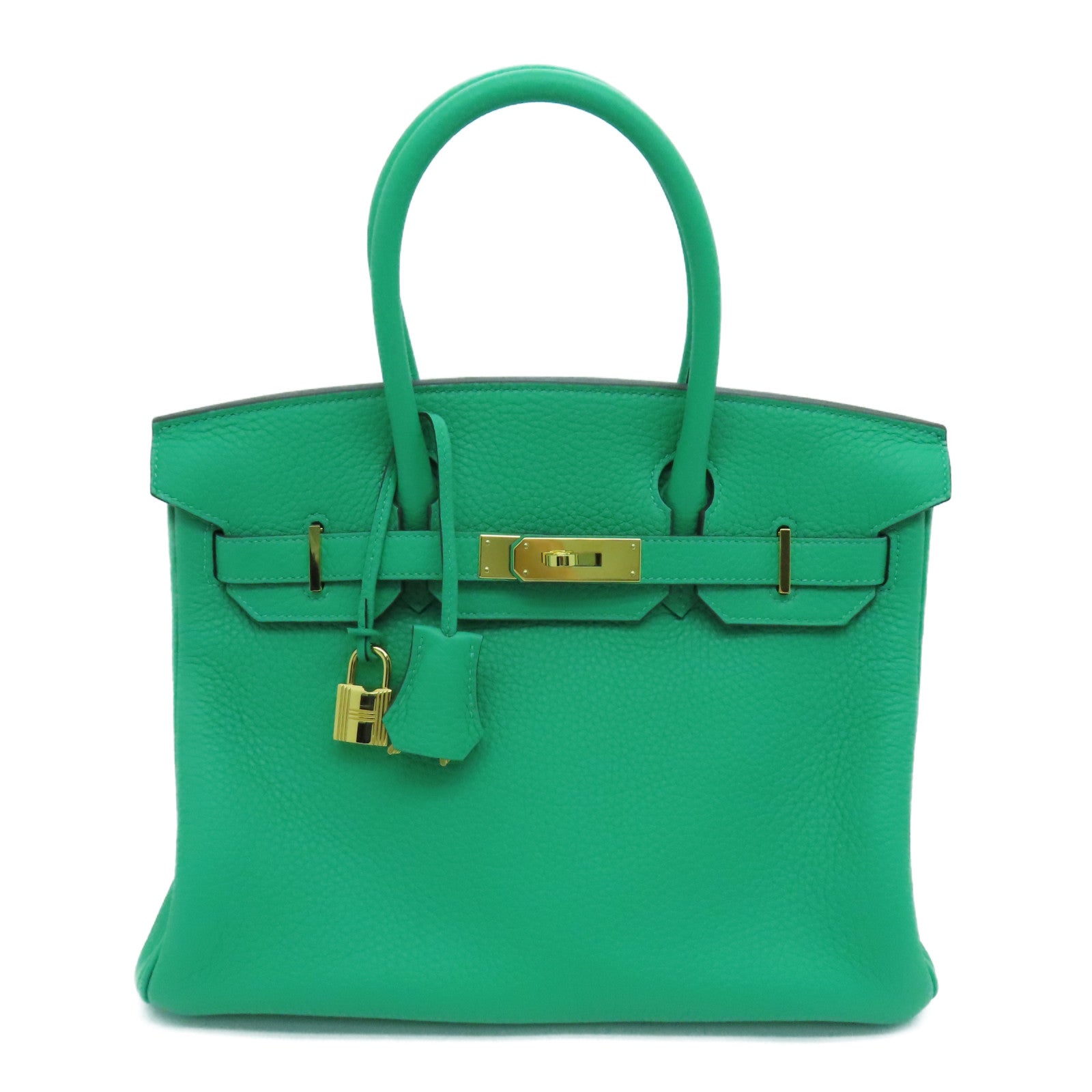 HERMES Clemence Leather Birkin 30 Hand Bag Gold Buckle Handbag