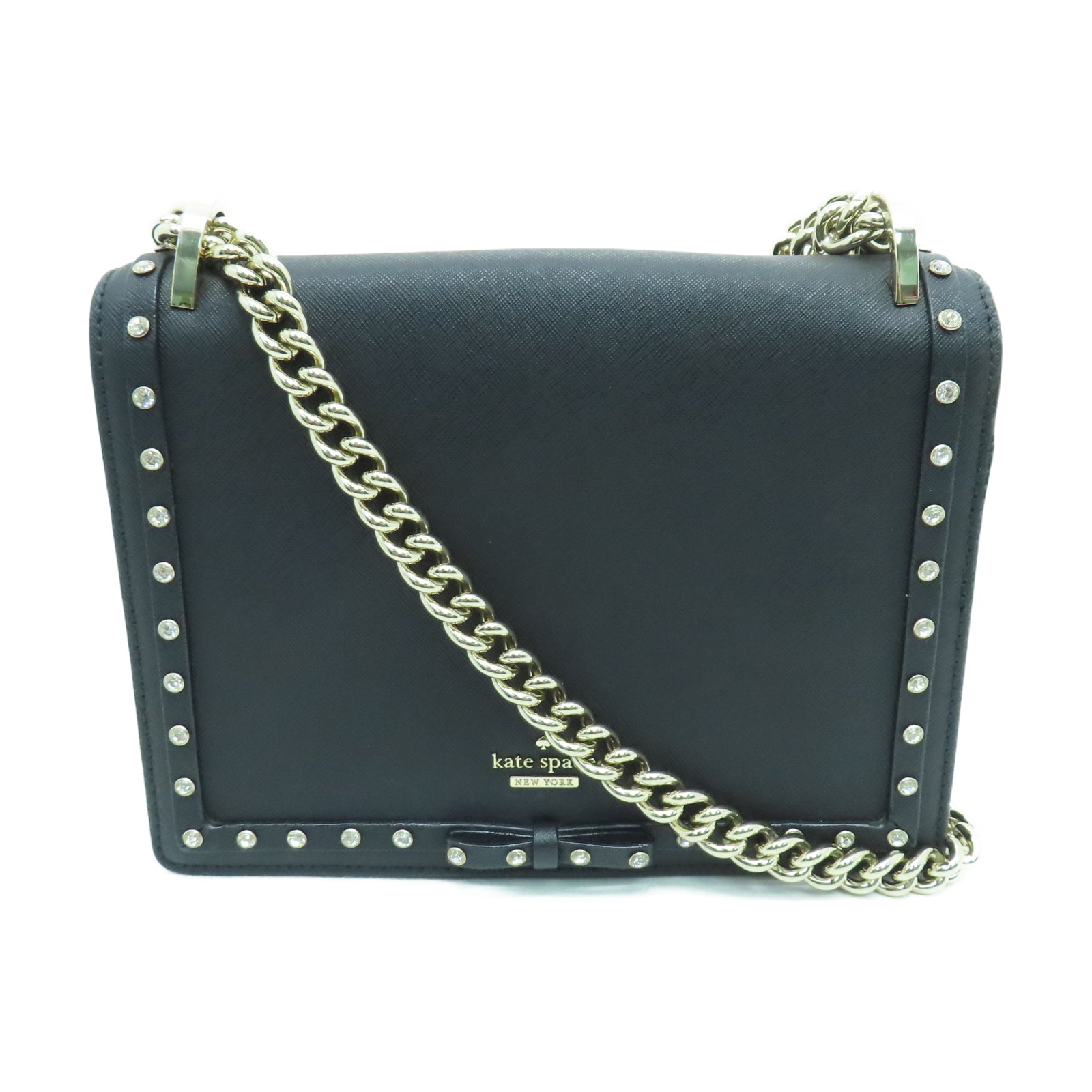 Kate Spade Coated Canvas Shoulder Bag Gold Buckle Chain Shoulder Bag Black