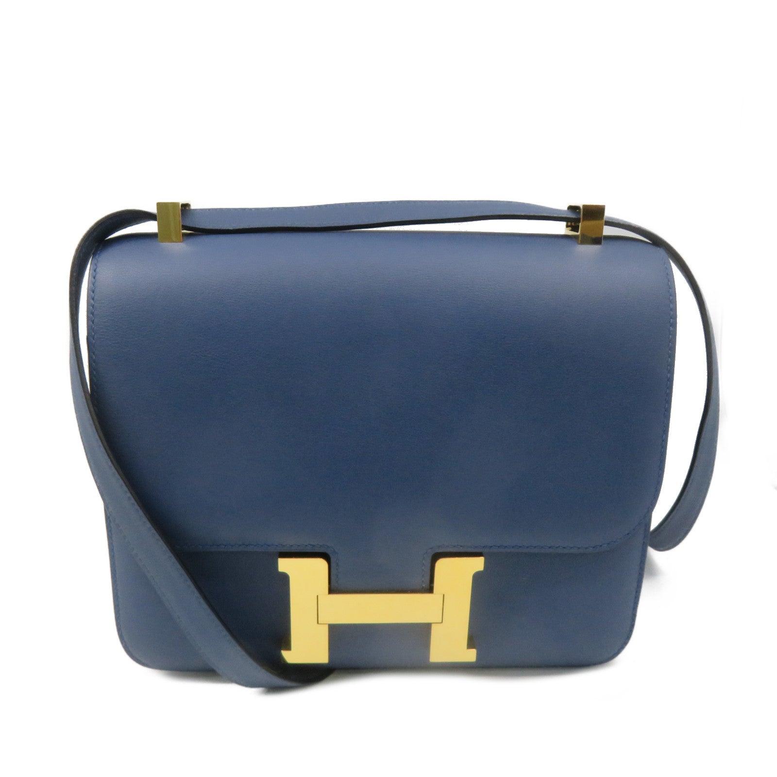 HERMES [Sharp Discount] Swift Leather Constance 24 Shoulder Bag Gold Buckle  Shoulder Bag Azur Blue
