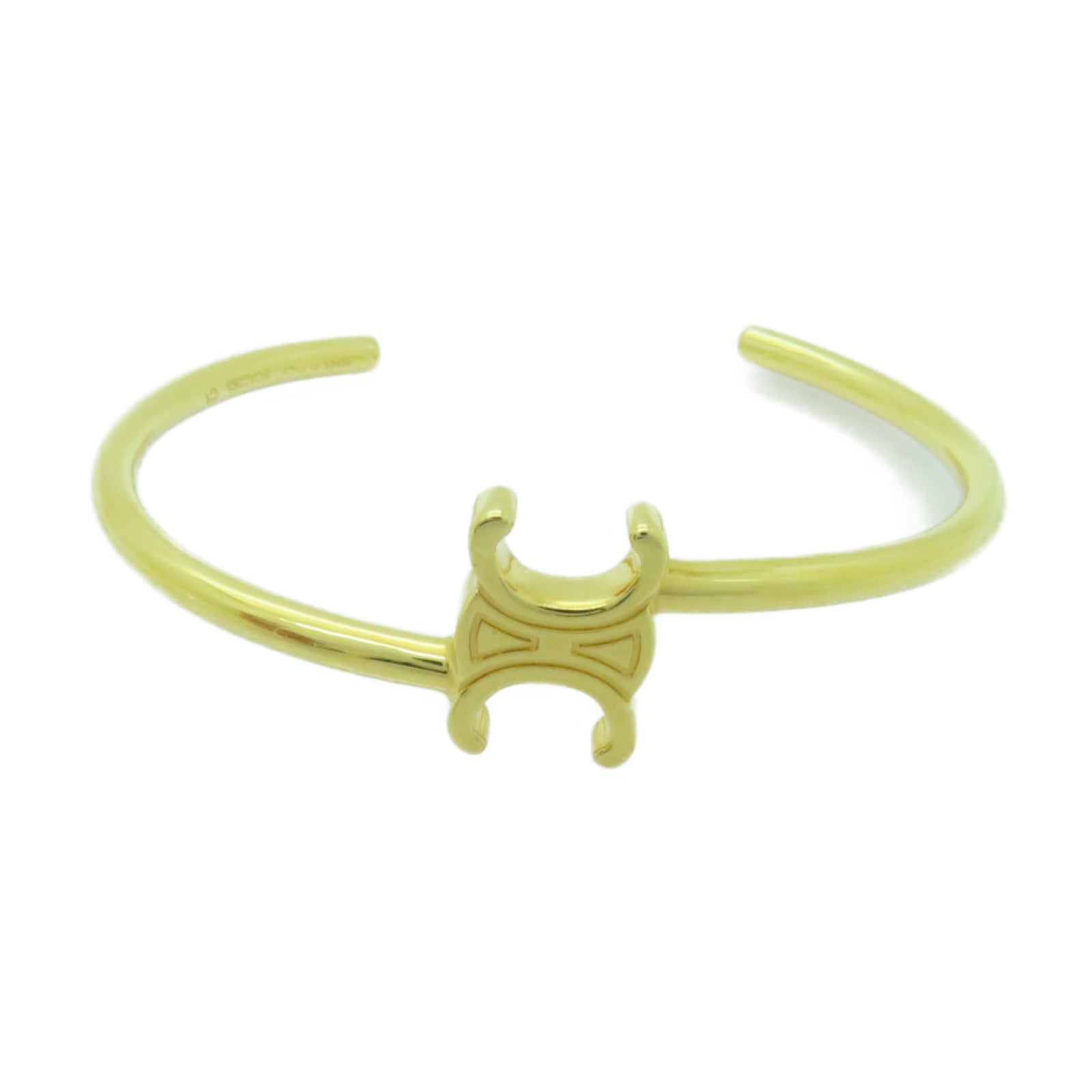 CELINE 黃銅Triomphe Asymmetric Cuff Bangle手鐲金色– Brand