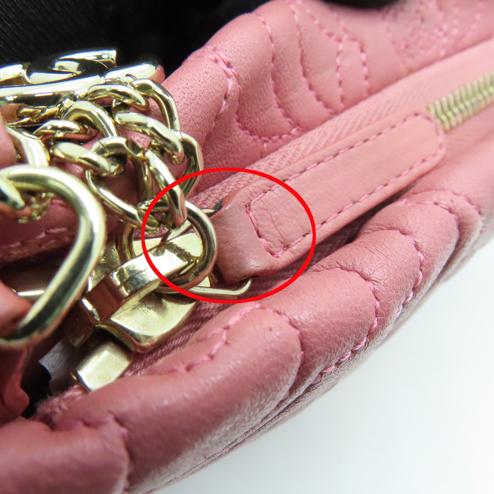 CHANEL sheepskin leather Chain Shoulder Bag gold buckle chain shoulder bag pink