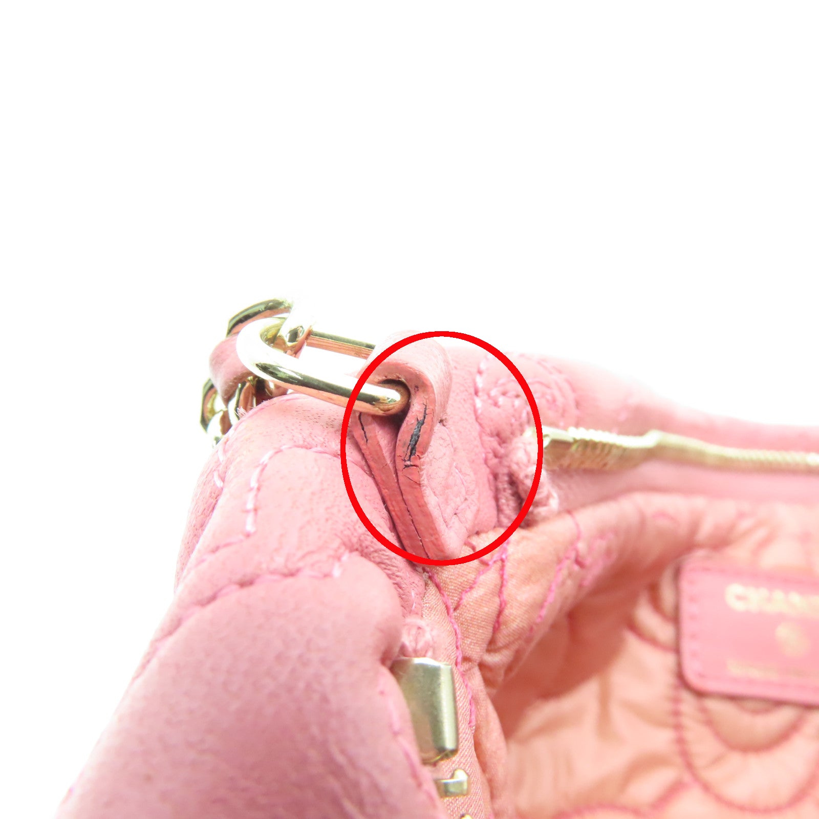 CHANEL sheepskin leather Chain Shoulder Bag gold buckle chain shoulder bag pink