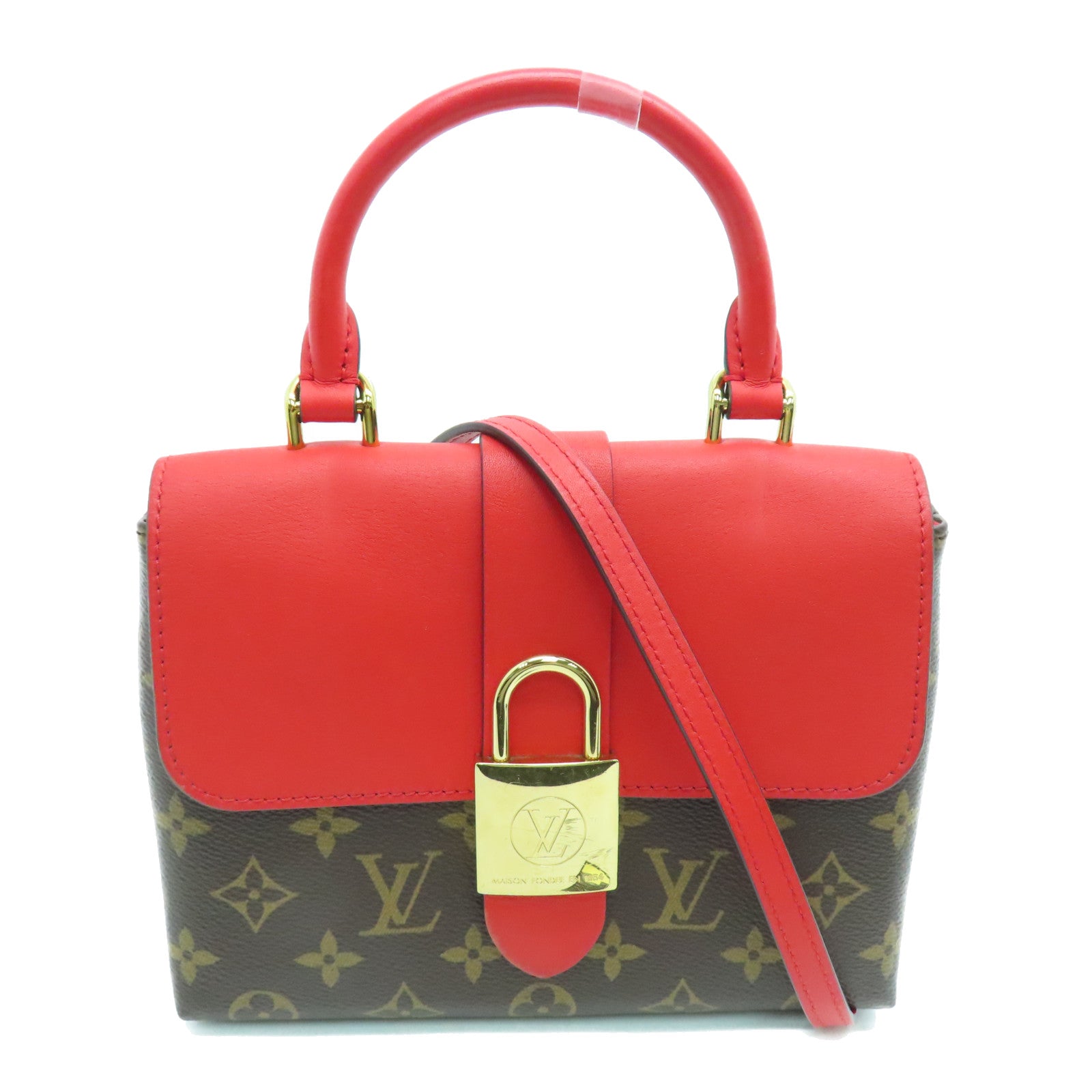 LOUIS VUITTON Monogram Locky BB way Shoulder Bag gold buckle dual-use hand-held shoulder bag red