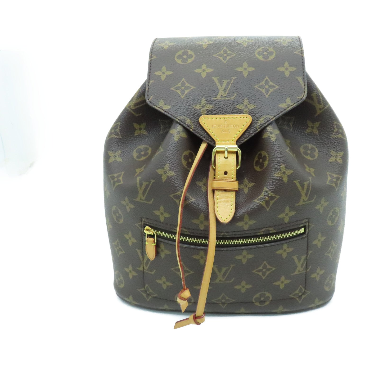 LOUIS VUITTON Monogram Montsouris MM Gold Buckle Backpack Brown