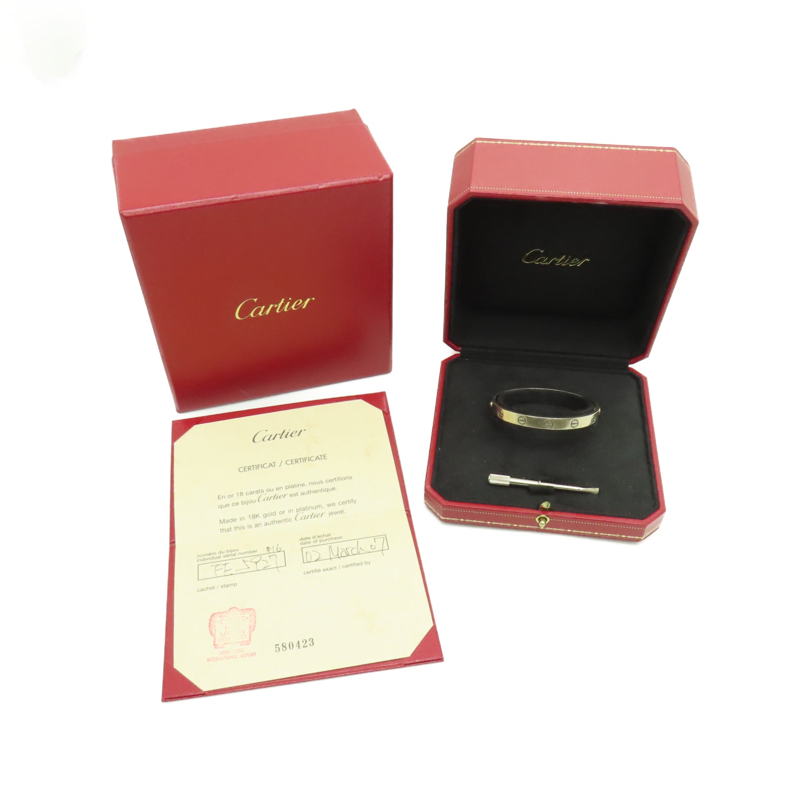 CARTIER 18K白金Love Bracelet手環
