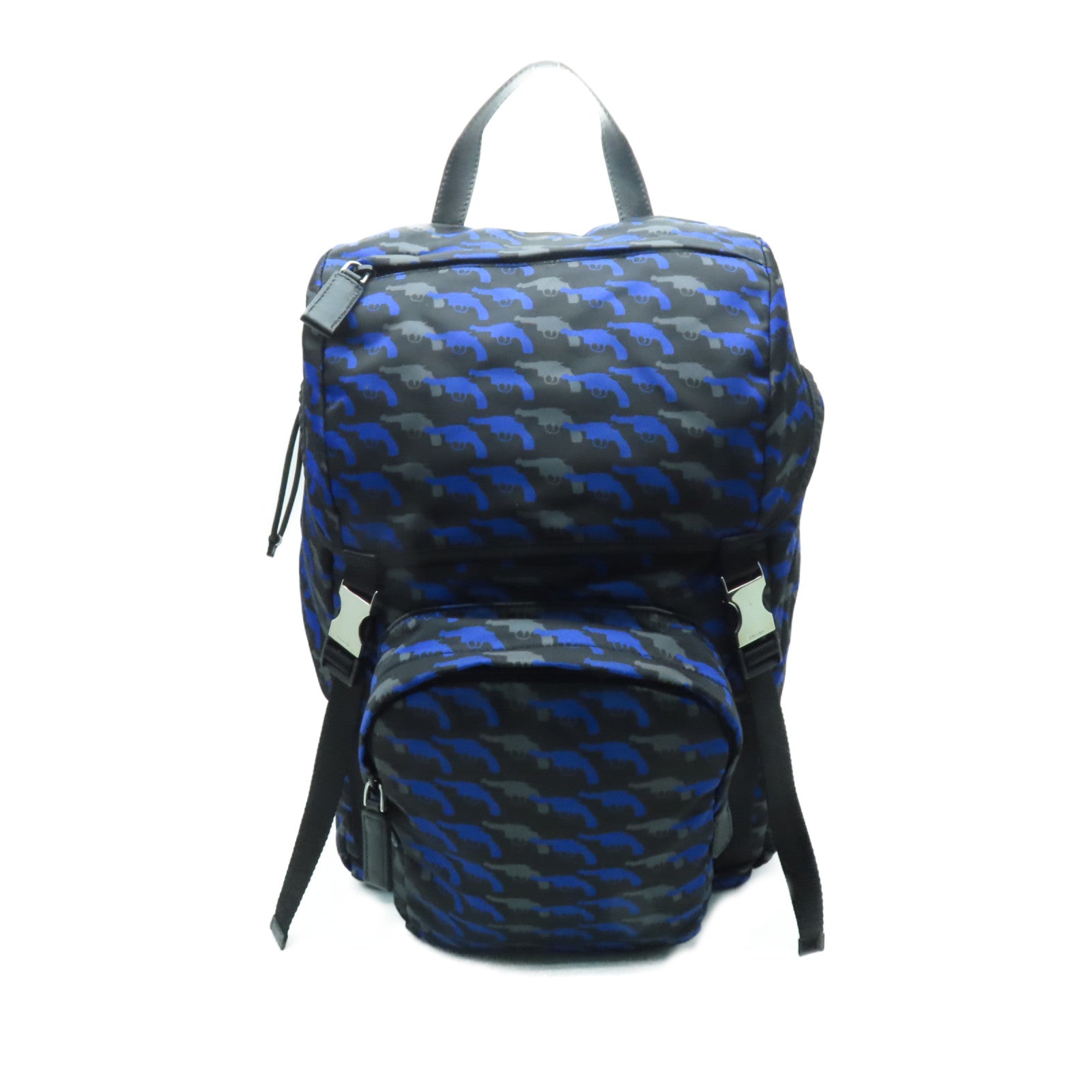 PRADA 尼龍Pistol Pattern Backpack銀扣背包藍色– Brand Off