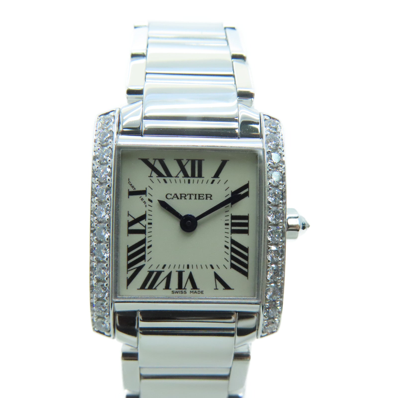 CARTIER Tank Francaise 18K White Gold/Diamond Watch Quartz