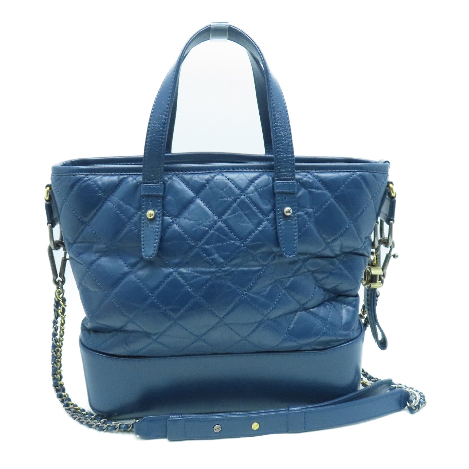 CHANEL rhombic cowhide leather Gabrielle 2Way Bag handle shoulder bag blue