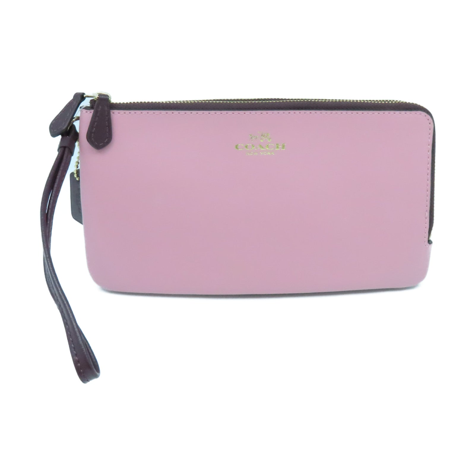 COACH Leather/Coated Canvas Clutch Gold Buckle Clutch Pink – Brand