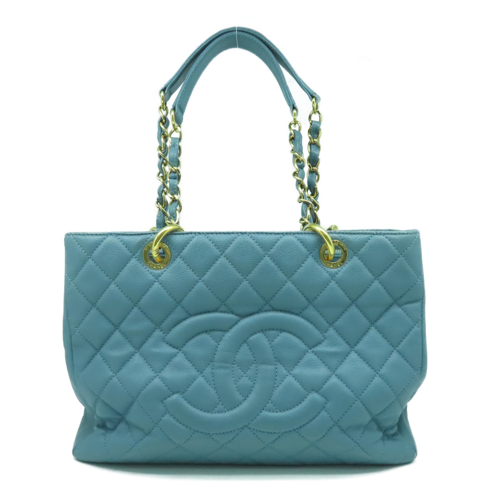 CHANEL 【激減優惠】Caviar皮革Shoulder Bag金扣鏈帶肩背袋藍色