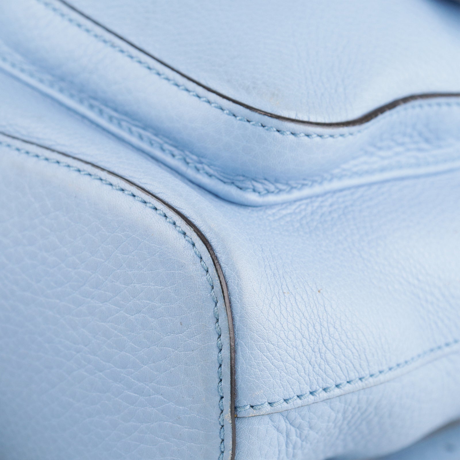 GUCCI cowhide leather Bamboo Backpack silver buckle backpack blue