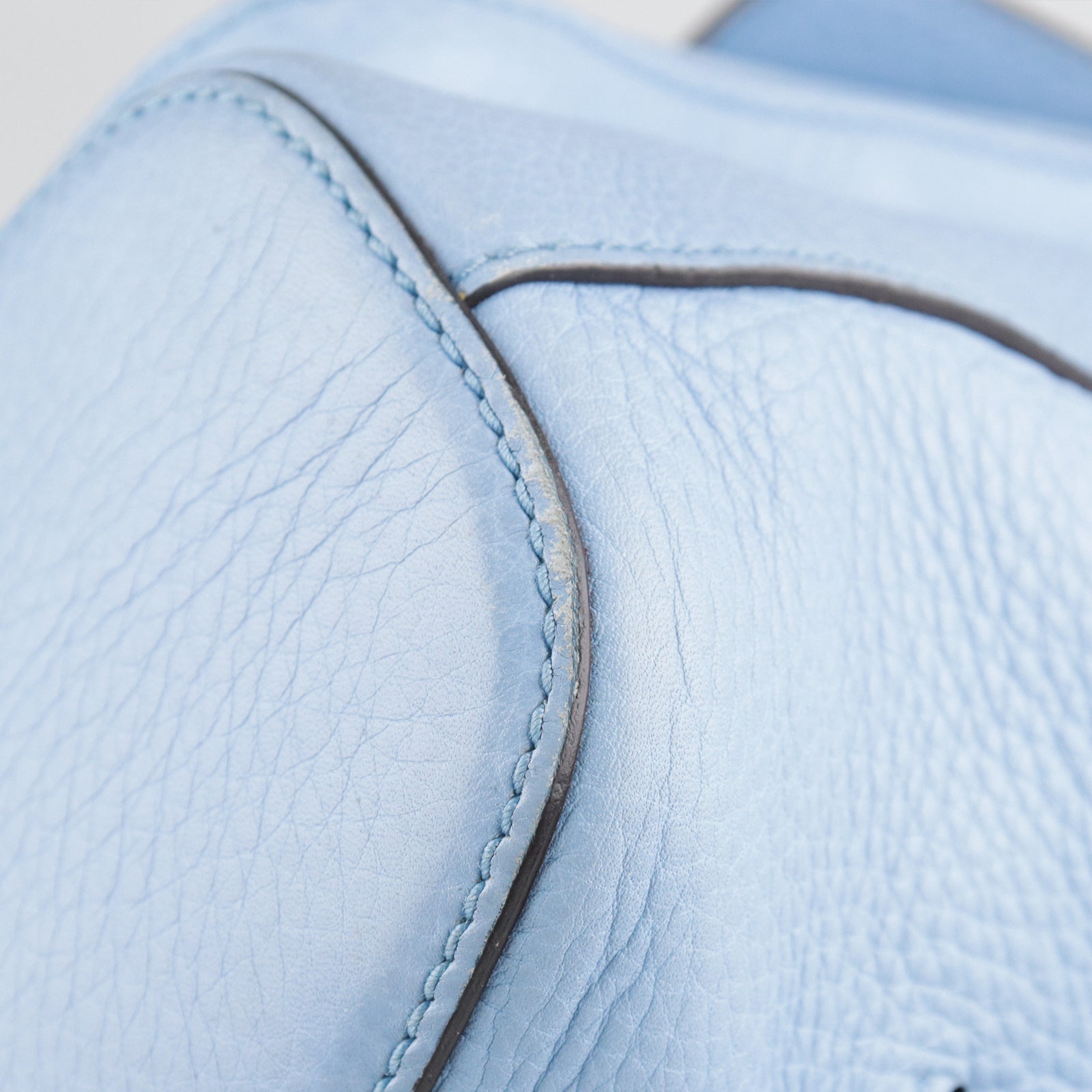 GUCCI cowhide leather Bamboo Backpack silver buckle backpack blue