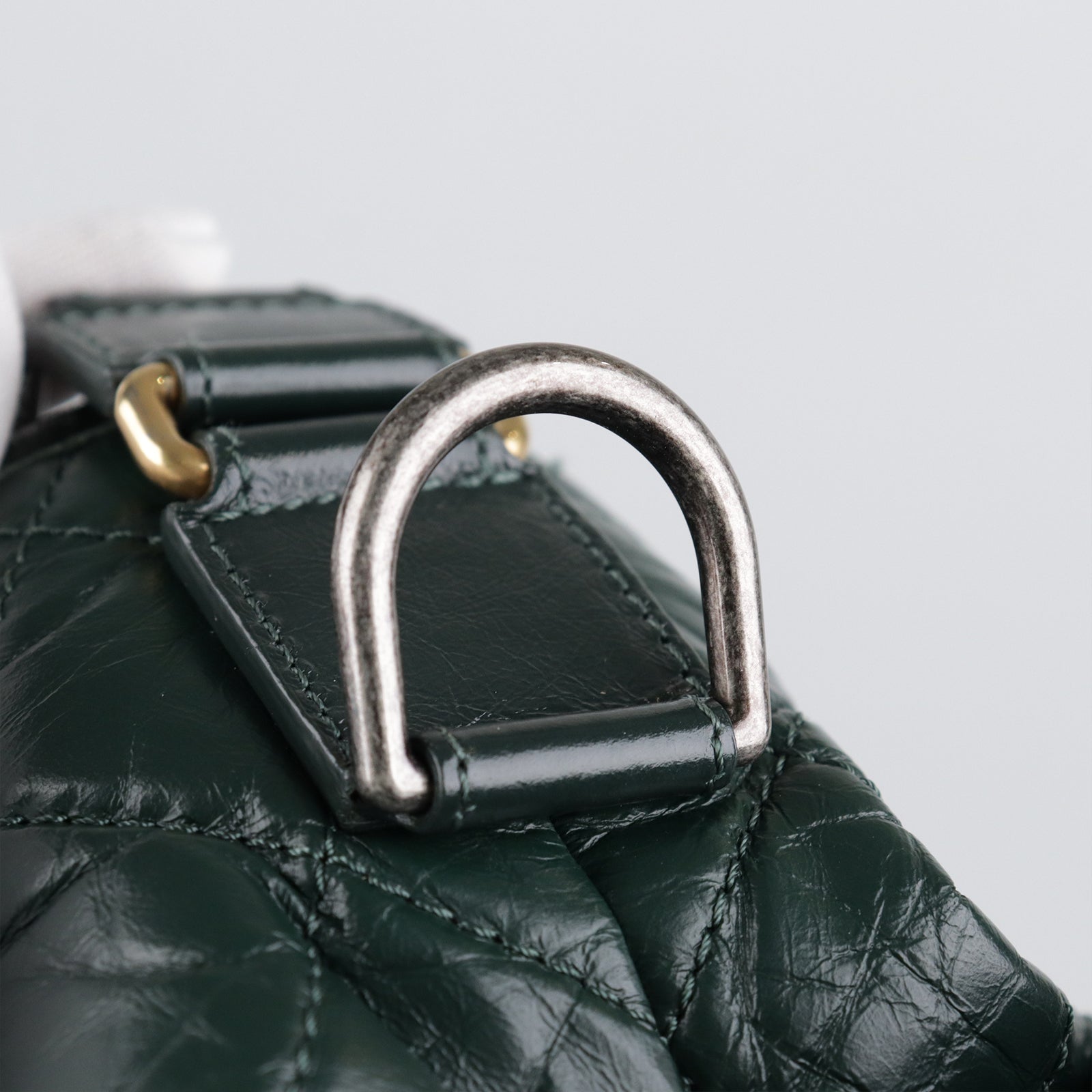 CHANEL Aged Calf Leather Gabrielle Shoulder Bag Green