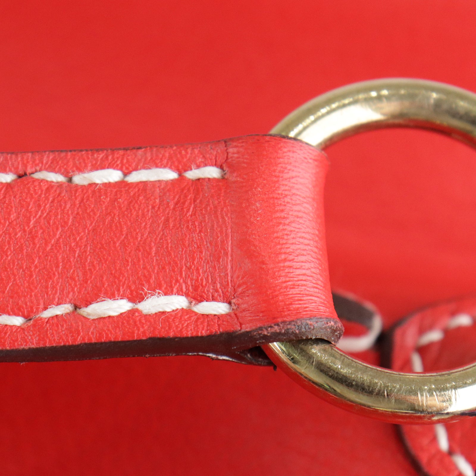 HERMES Evercolor Leather Roulis 23 Gold Buckle Shoulder Bag Red