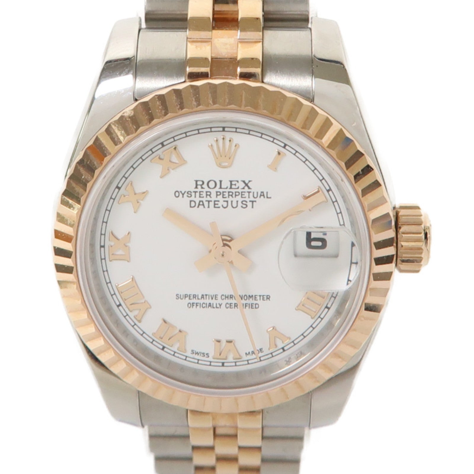 ROLEX 18K玫瑰金/不鏽鋼 Datejust自動機芯手錶白色