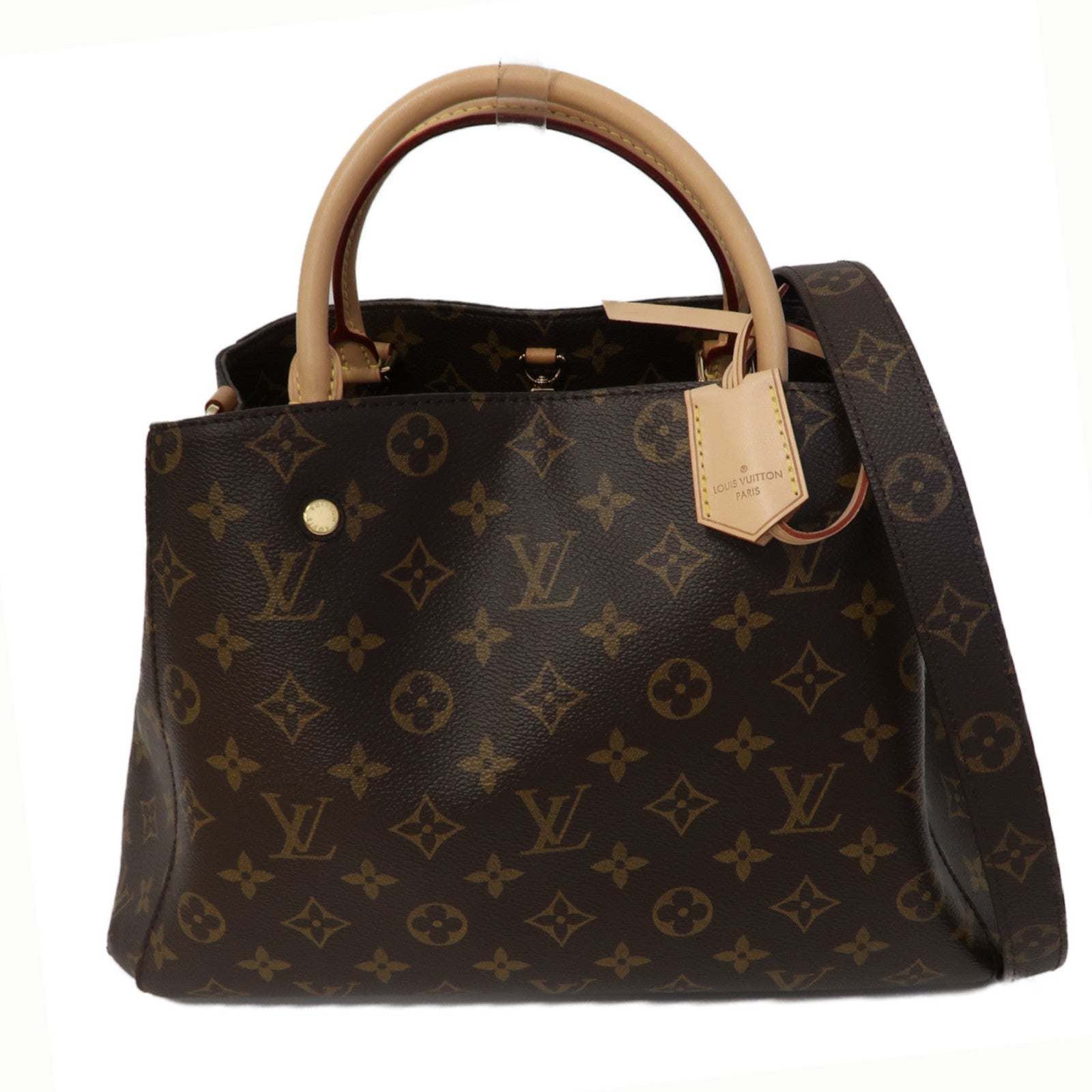 LOUIS VUITTON Monogram Montaigne金扣手挽肩背兩用袋啡色