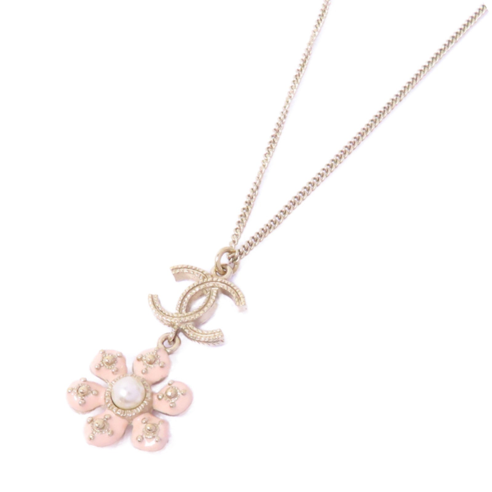 CHANEL 金屬Necklace項鍊粉紅色/金色