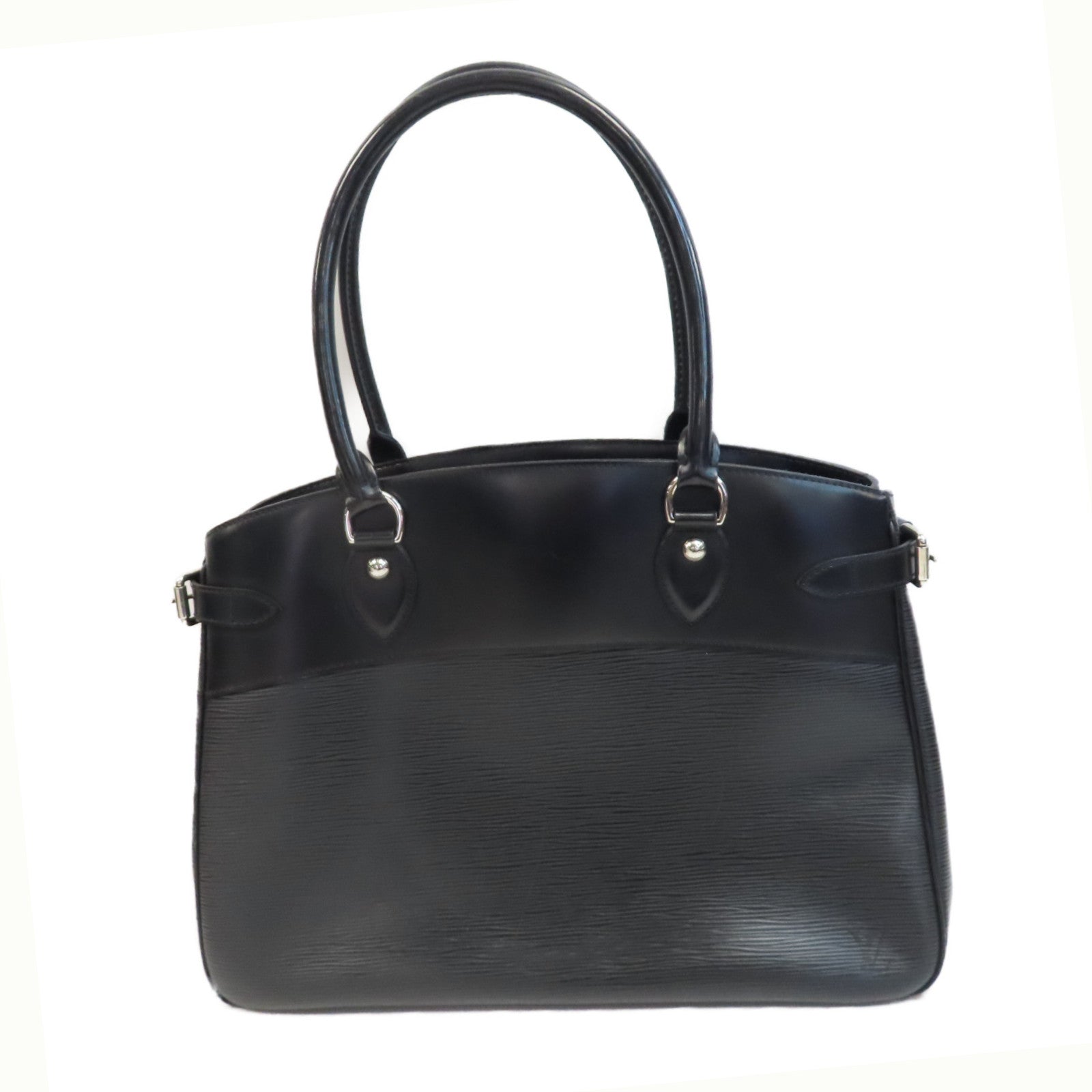 LOUIS VUITTON Epi Passy PM銀扣手挽袋黑色