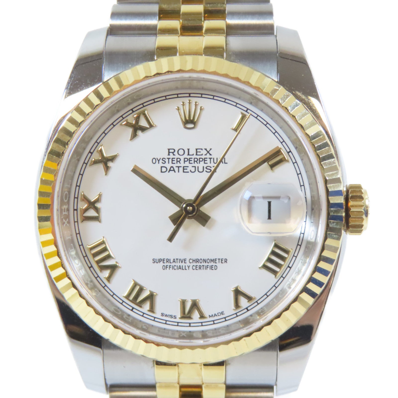 ROLEX Datejust 36mm 18K黃金/不鏽鋼手錶自動機芯白色