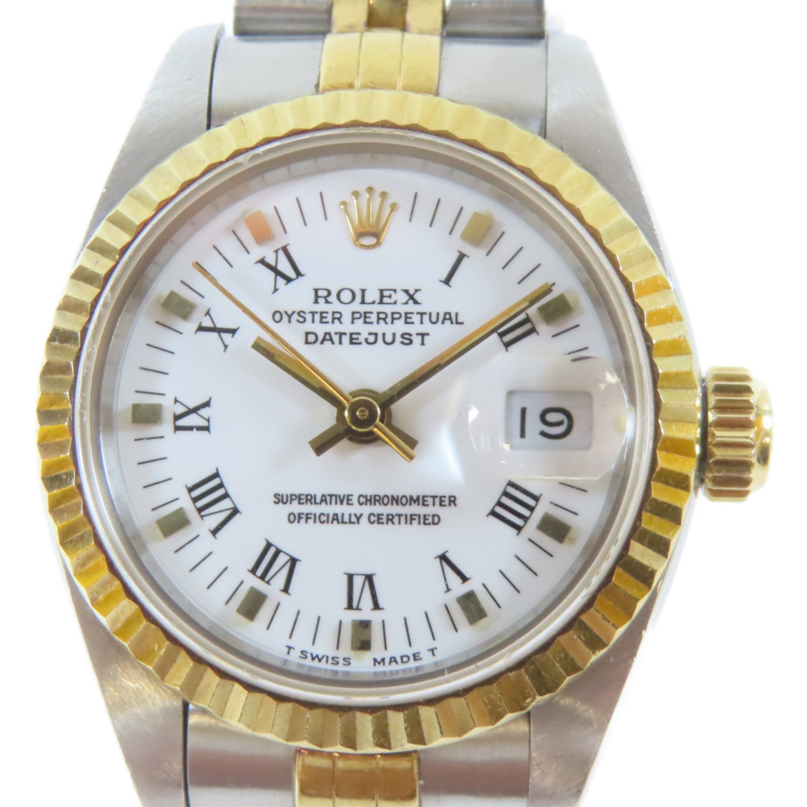 ROLEX Datejust 18K黃金/不鏽鋼手錶自動機芯白色