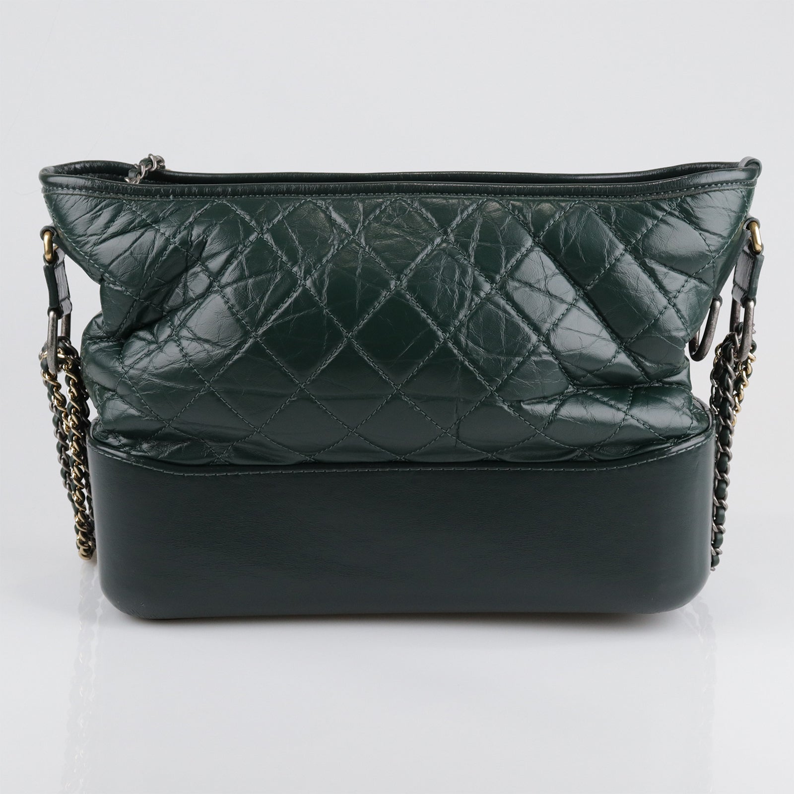 CHANEL Aged Calf Leather Gabrielle Shoulder Bag Green