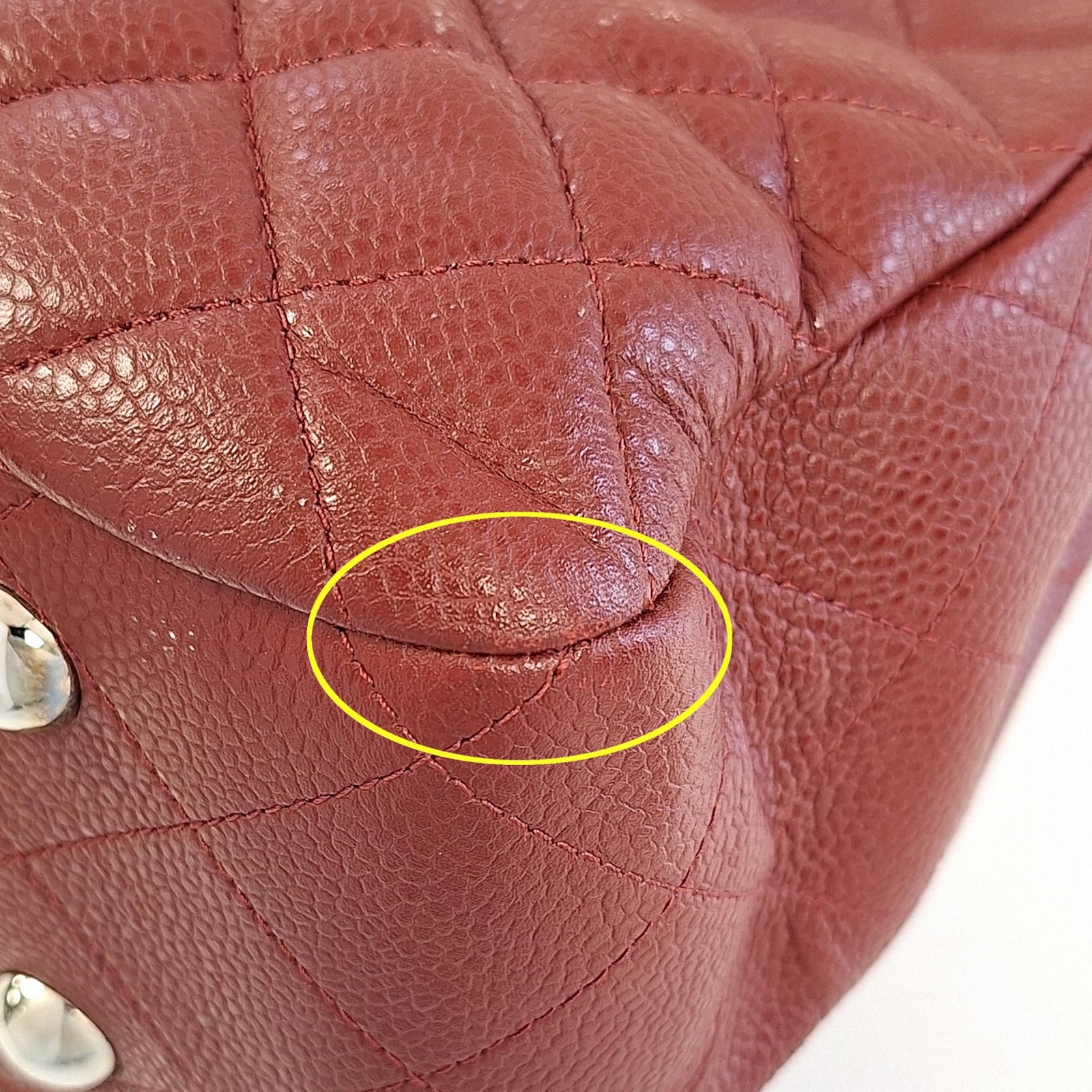 CHANEL 牛皮皮革Chain Shoulder Tote銀扣鏈帶肩背袋/手挽袋