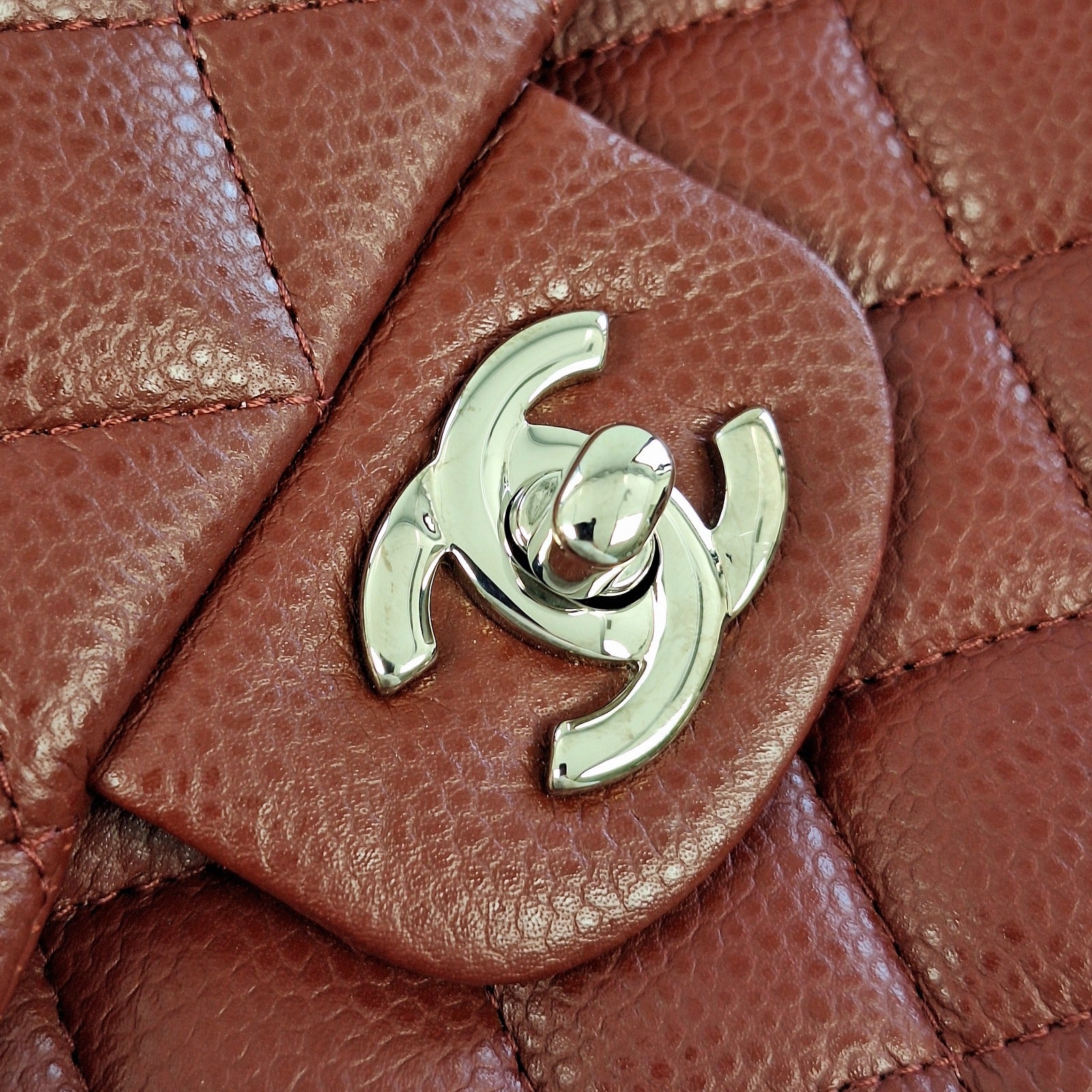 CHANEL 牛皮皮革Chain Shoulder Tote銀扣鏈帶肩背袋/手挽袋